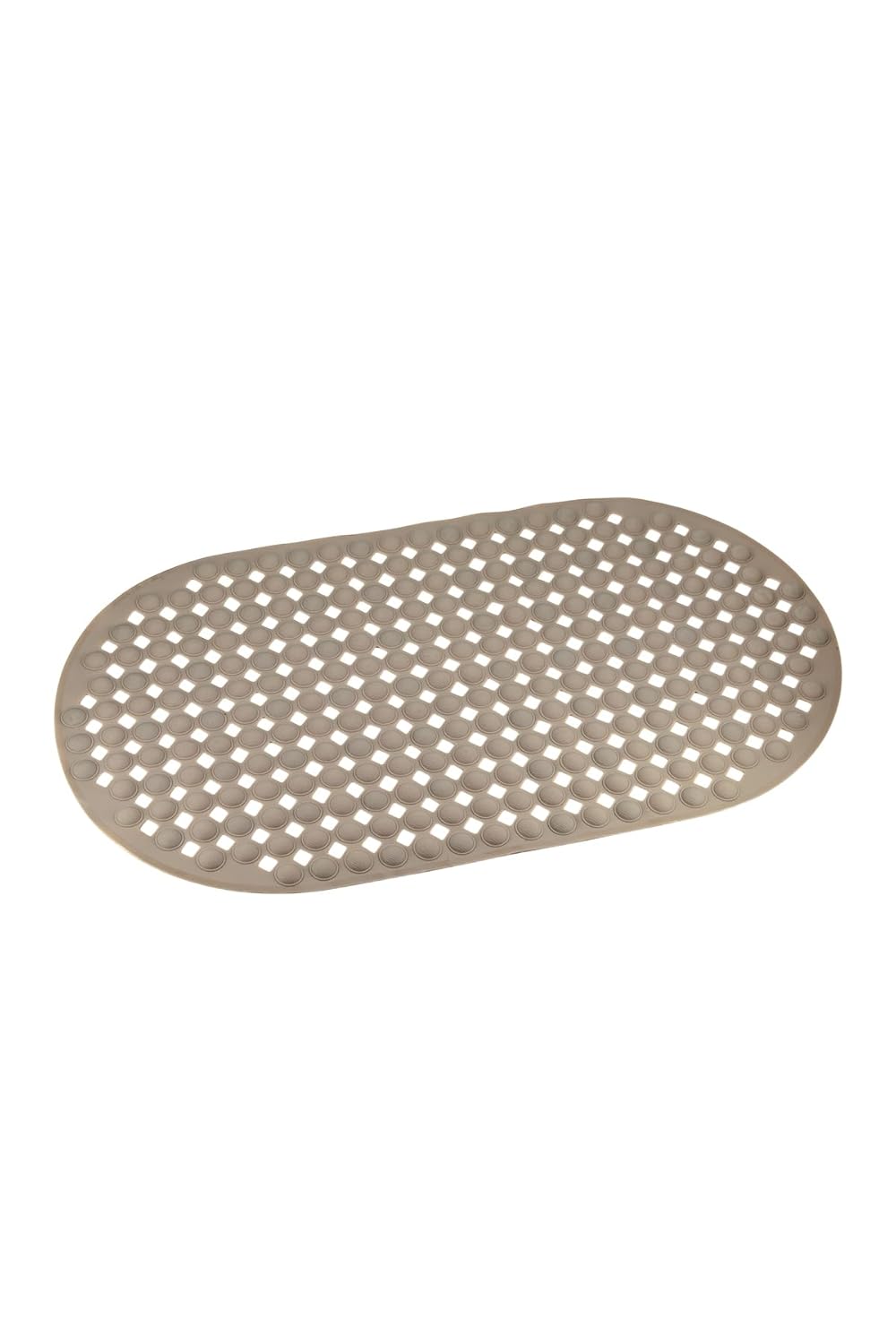 Efe Mark Premium Serisi Banyo - Küvet İçi Kaydırmaz Vantuzlu Yuvarlak Desenli Oval Paspas 66,5 x 36,5 cm, Taba