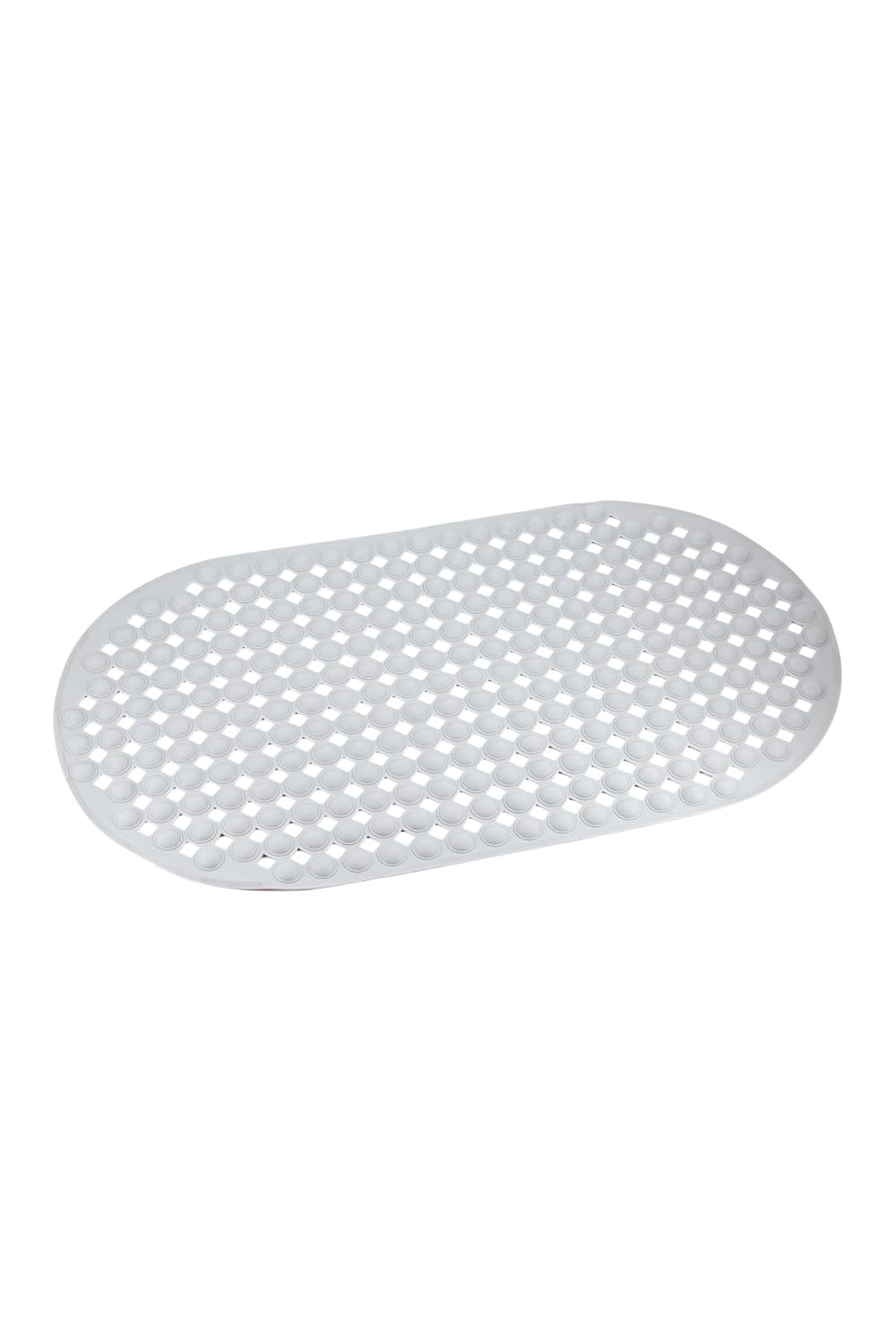Efe Mark Premium Serisi Banyo - Küvet İçi Kaydırmaz Vantuzlu Yuvarlak Desenli Oval Paspas 66,5 x 36,5 cm, Koyu Beyaz