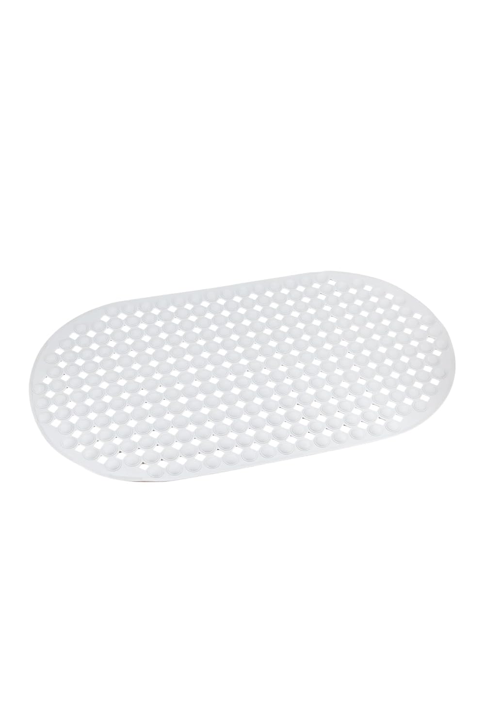 Efe Mark Premium Serisi Banyo - Küvet İçi Kaydırmaz Vantuzlu Yuvarlak Desenli Oval Paspas 66,5 x 36,5 cm, Beyaz