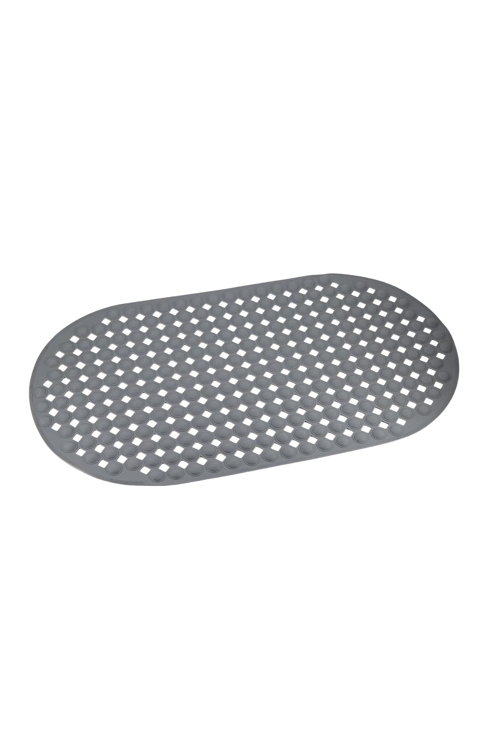 Efe Mark Premium Serisi Banyo - Küvet İçi Kaydırmaz Vantuzlu Yuvarlak Desenli Oval Paspas 66,5 x 36,5 cm, Gri