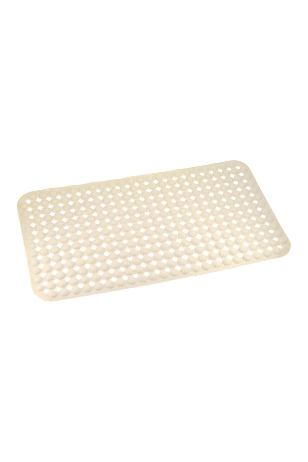 Efe Mark Premium Serisi Banyo - Küvet İçi Kaydırmaz Vantuzlu Yuvarlak Desenli Diktördgen Paspas 66,5 x 36,5 cm, Krem