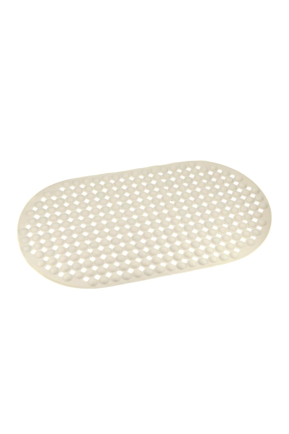 Efe Mark Premium Serisi Banyo - Küvet İçi Kaydırmaz Vantuzlu Yuvarlak Desenli Oval Paspas 66,5 x 36,5 cm, Krem