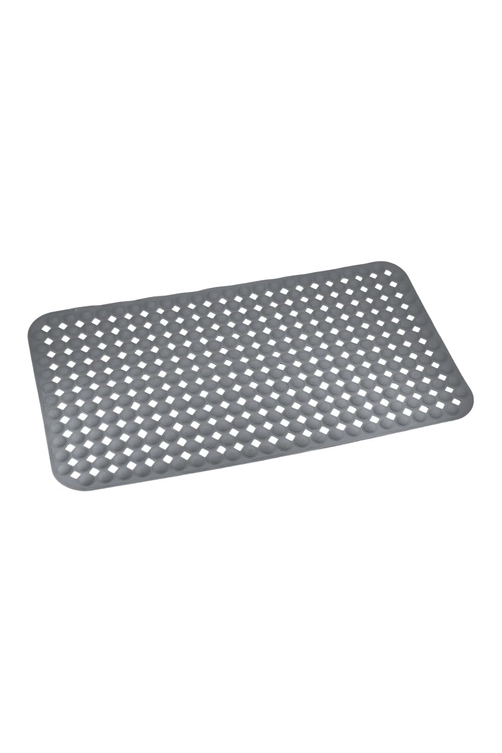 Efe Mark Premium Serisi Banyo - Küvet İçi Kaydırmaz Vantuzlu Yuvarlak Desenli Diktördgen Paspas 66,5 x 36,5 cm, Gri