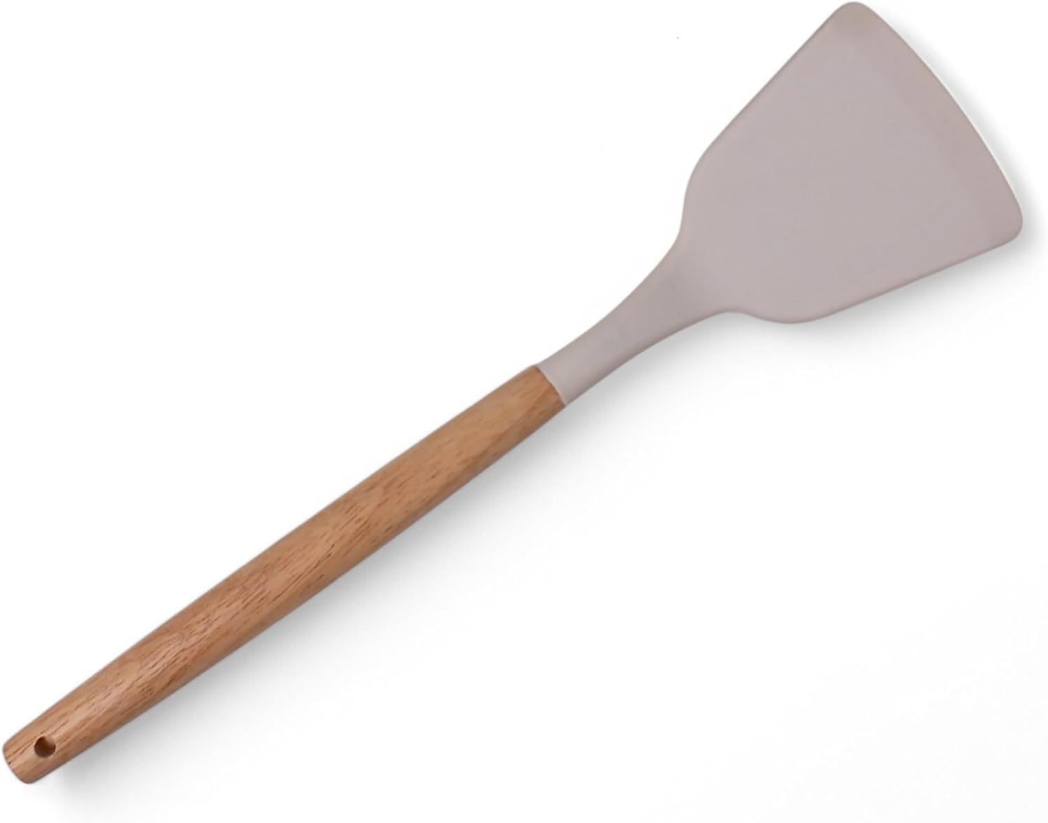 Deconox Bambu Saplı Silikon Geniş Spatula, Bambu Uzun Silikon Geniş Spatula 27cm 3 Renk Seçenekli (TABA)