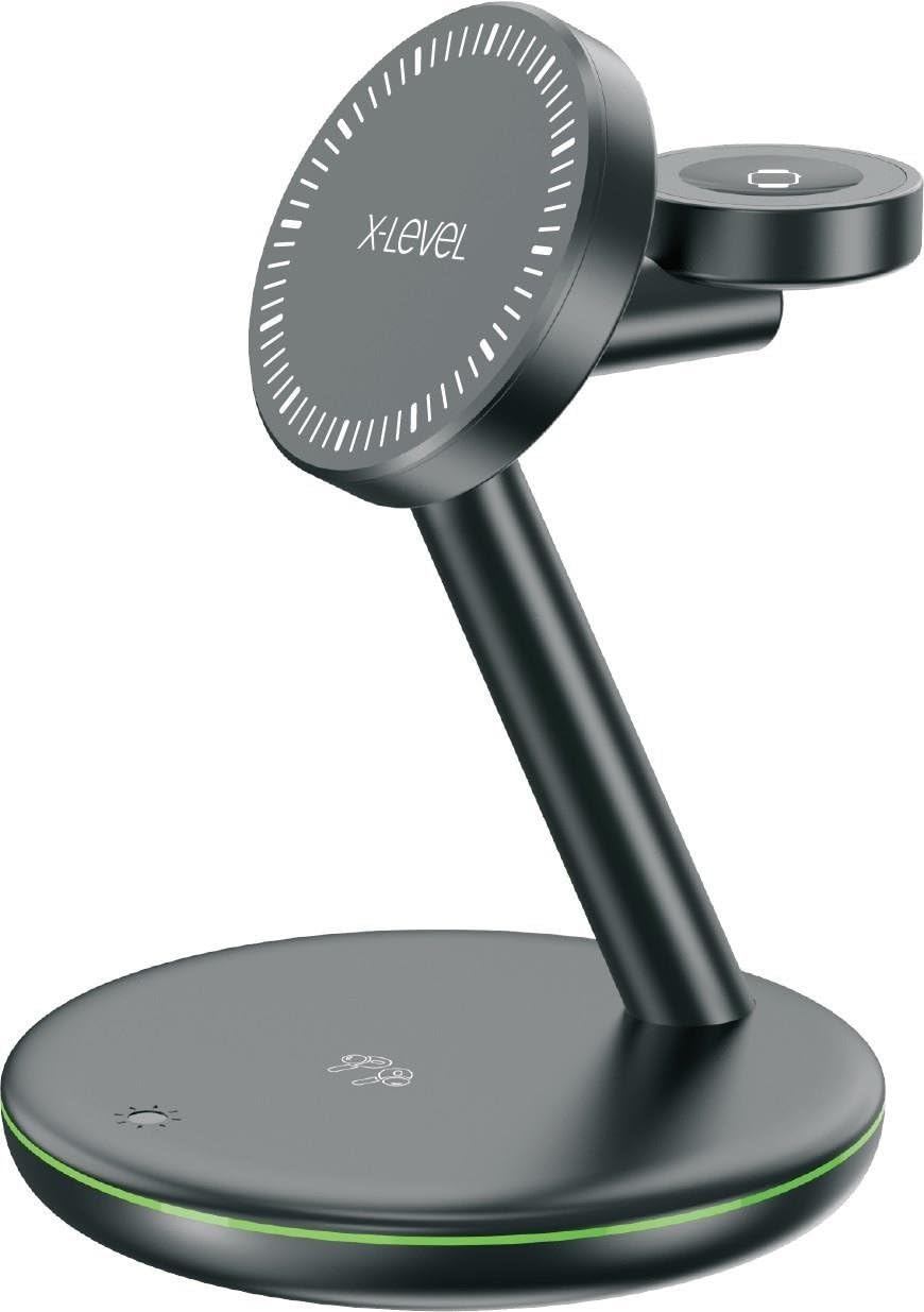 X-Level X-multimag İphone/Apple Watch/Airpods İle Uyumlu Magsafe Özellikli 3 In 1 Kablosuz Şarj Istasyonu, 33W Hızlı Şarj, Aynı Anda 3 Cihaz Şarj Etme, Araç Ve Masaüstü Kullanım,XC4053 Siyah