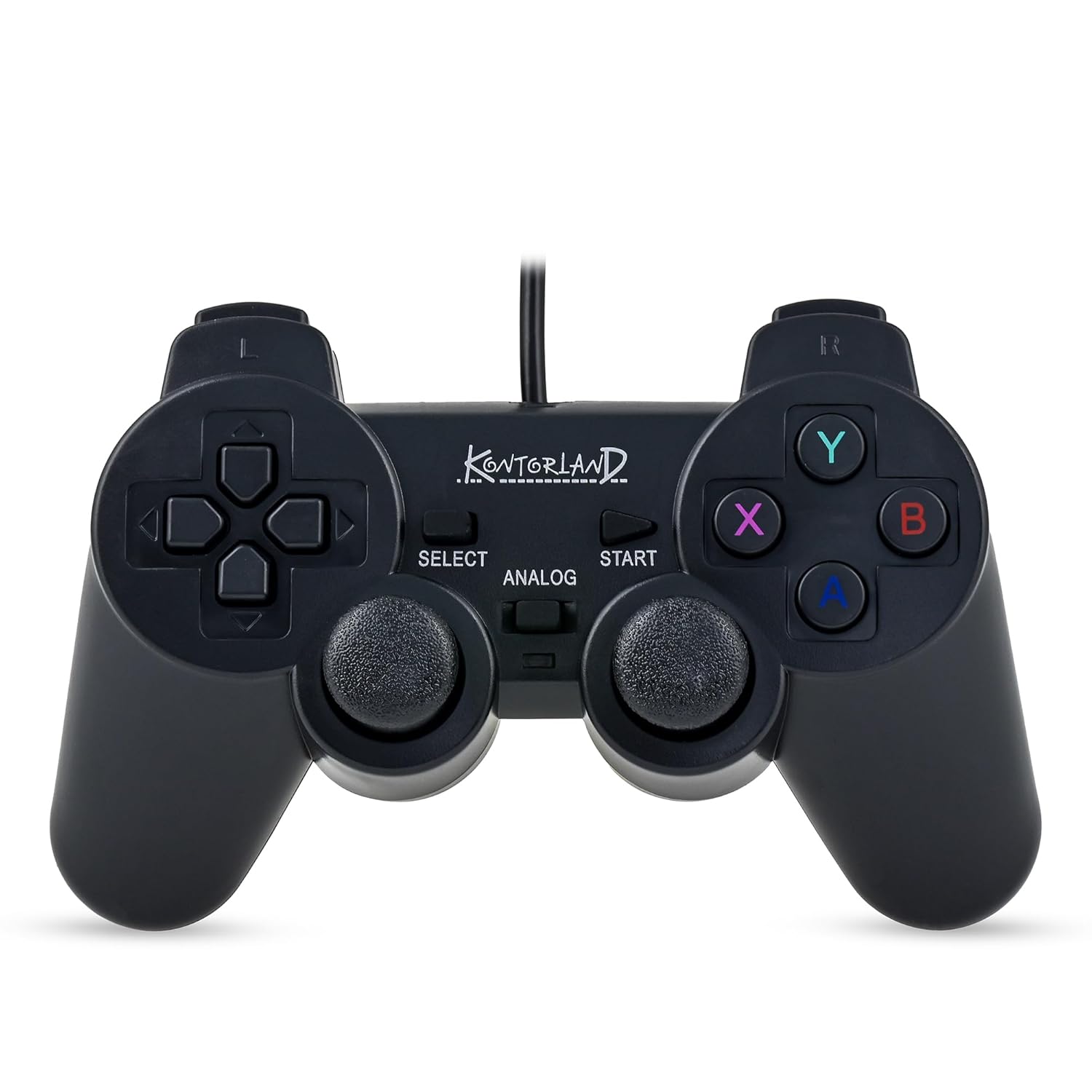 Kontorland Kablolu PC Gamepad – D-Input & X-Input Destekli Çift Titreşimli USB Oyun Kolu (Siyah)