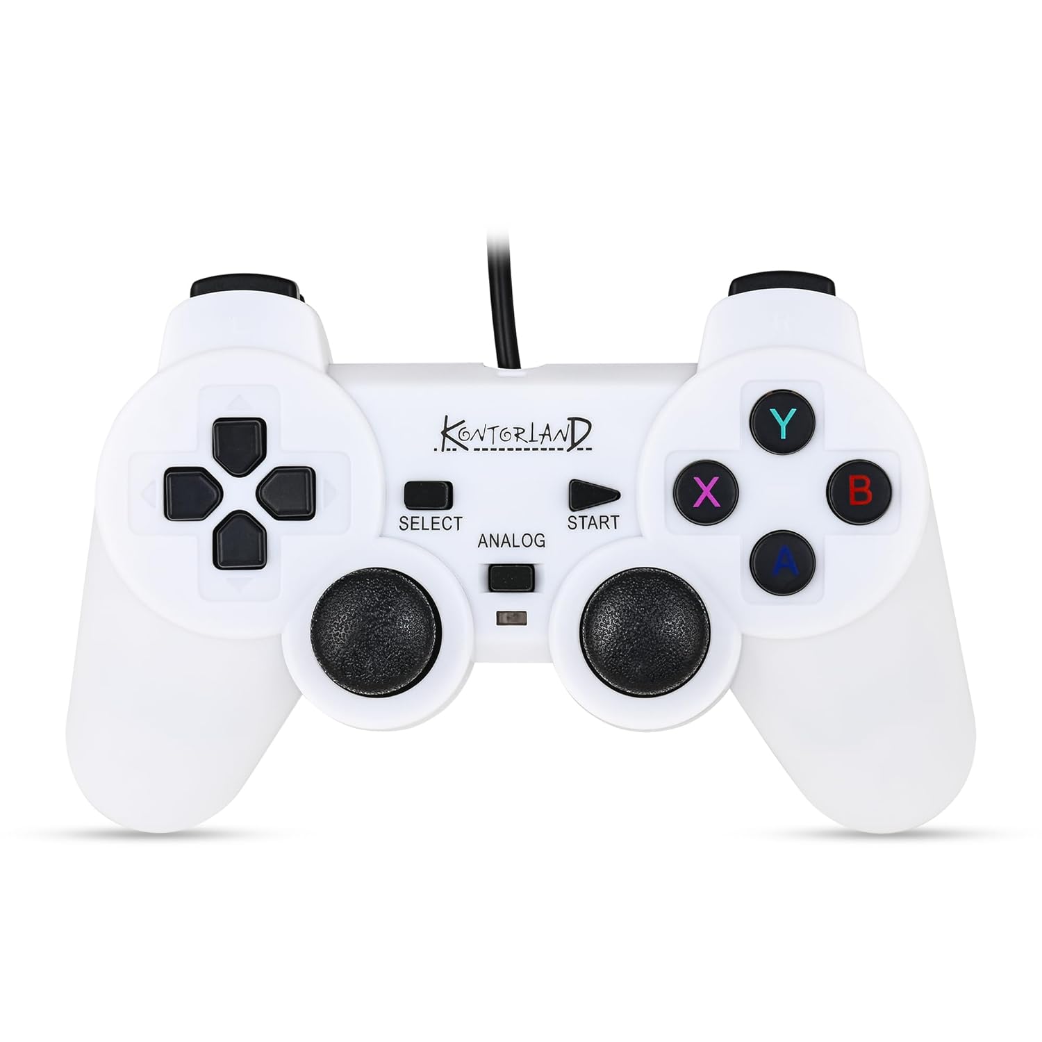 Kontorland Kablolu PC Gamepad – D-Input & X-Input Destekli Çift Titreşimli USB Oyun Kolu (Beyaz)