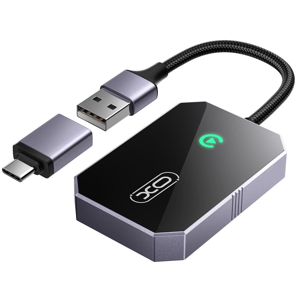 XO Simple is Beauty CZ016 Kablosuz CarPlay Adaptörü, iPhone 6 ve İle Üzeri Uyumlu, USB Bağlantılı, Wi-Fi + Bluetooth, Sesle Kontrol, 2.4 Ghz, Usb ve Type-C Giriş, Siyah