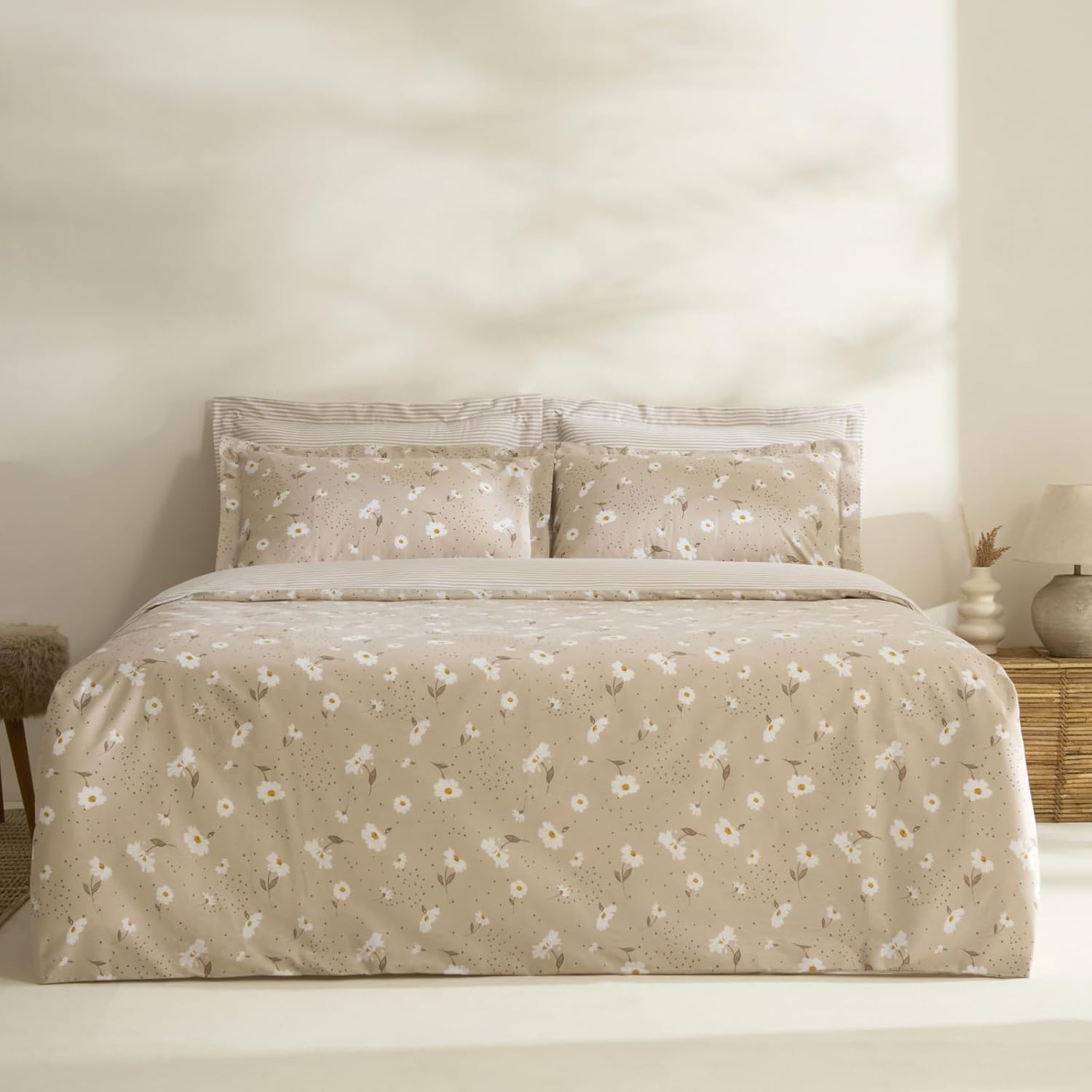 Karaca Home Daisy%100 Pamuk Tek Kişilik Nevresim Takımı Bej