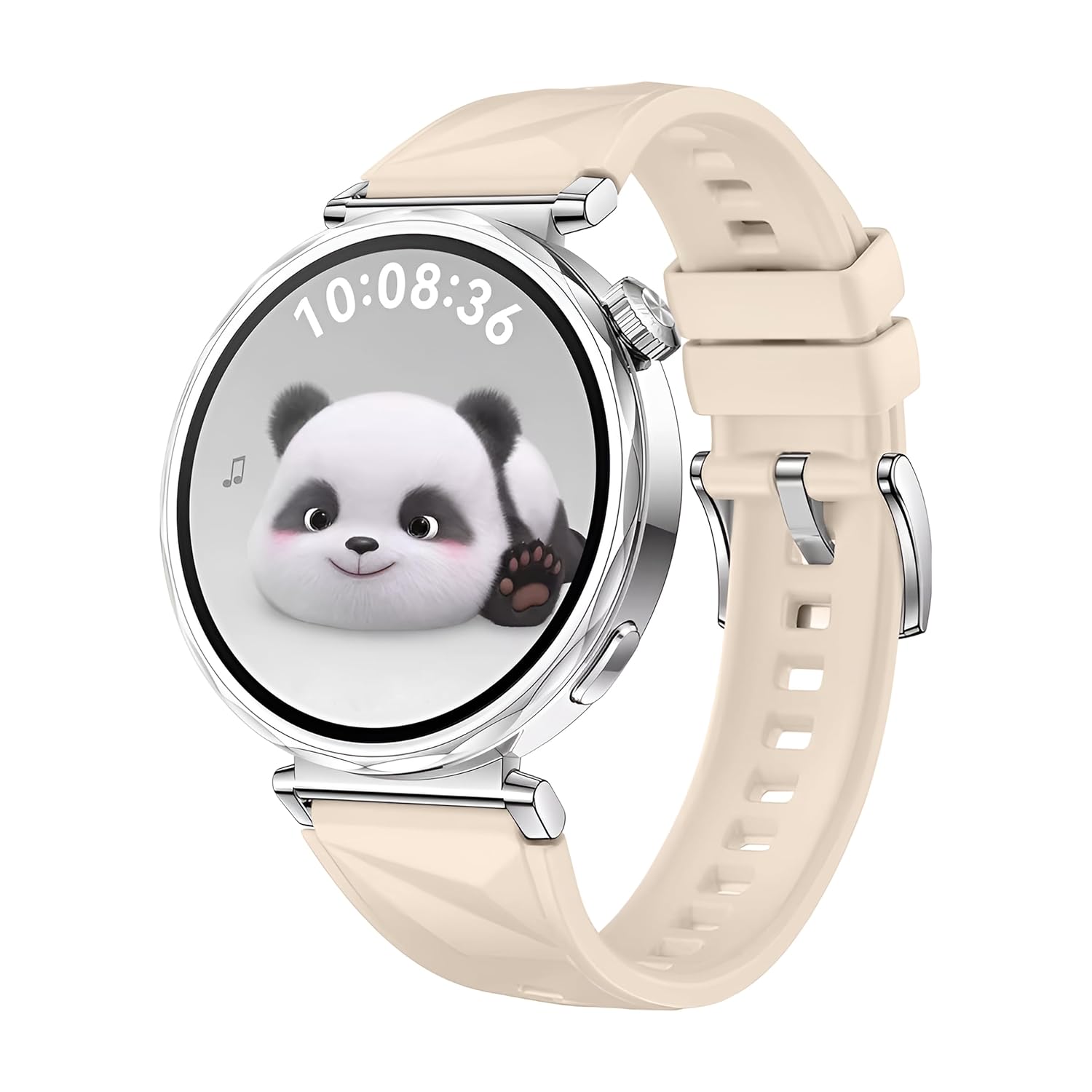 Teknoft 18mm ile Uyumlu Saatler için Kristal Desenli Yumuşak Silikon Kordon HUAWEI Watch (GT5 Pro 42mm/GT5 41mm/GT4 41mm) (Krem)
