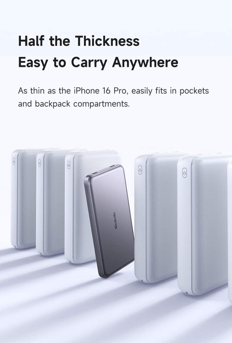Mcdodo MC-3781 20W 10000MAH Metal Ultra İnce PowerBank Siyah