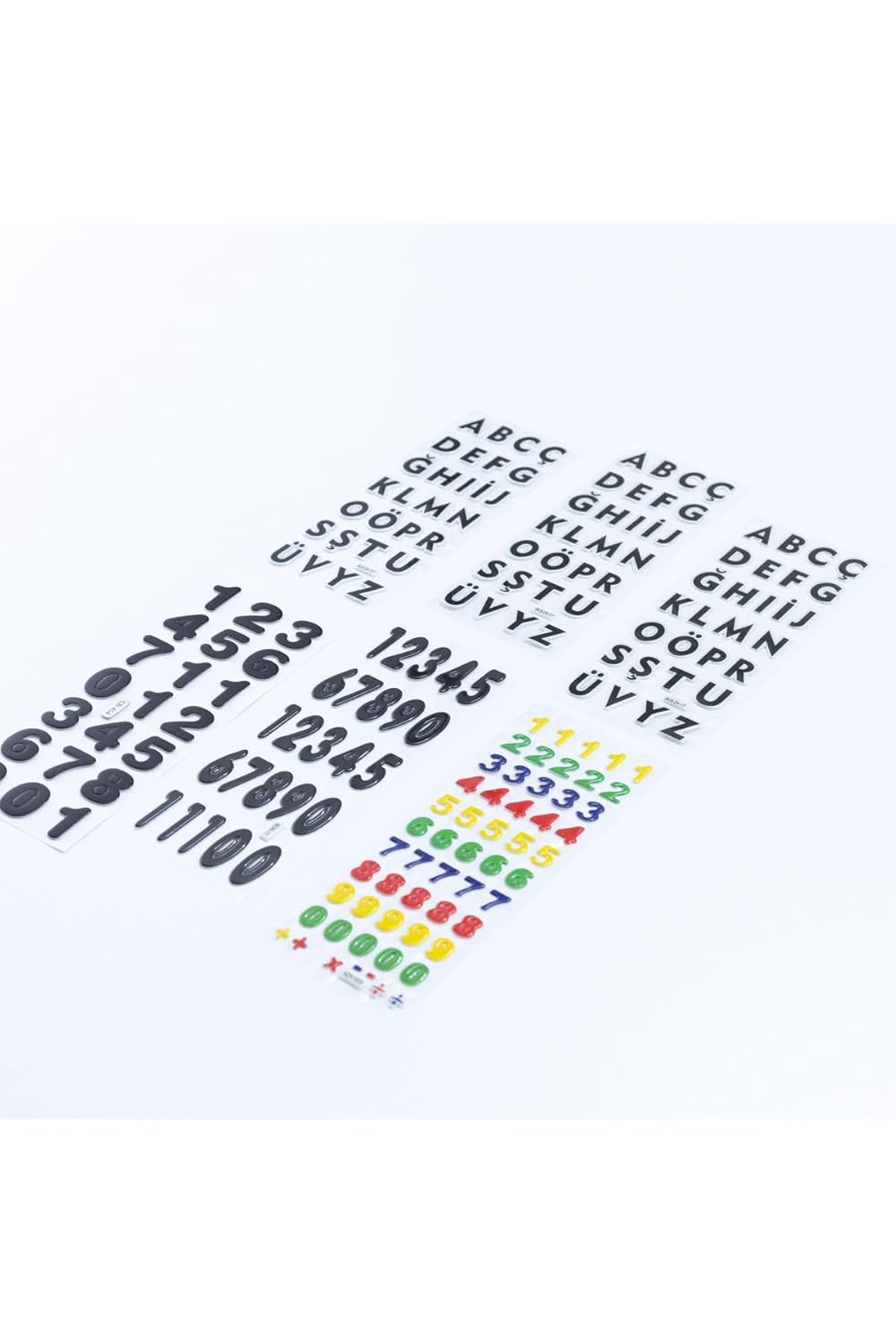 Bimotif 6 Adet Kabartmalı Yapışkan Sticker, Alfabe Ve Rakamlar