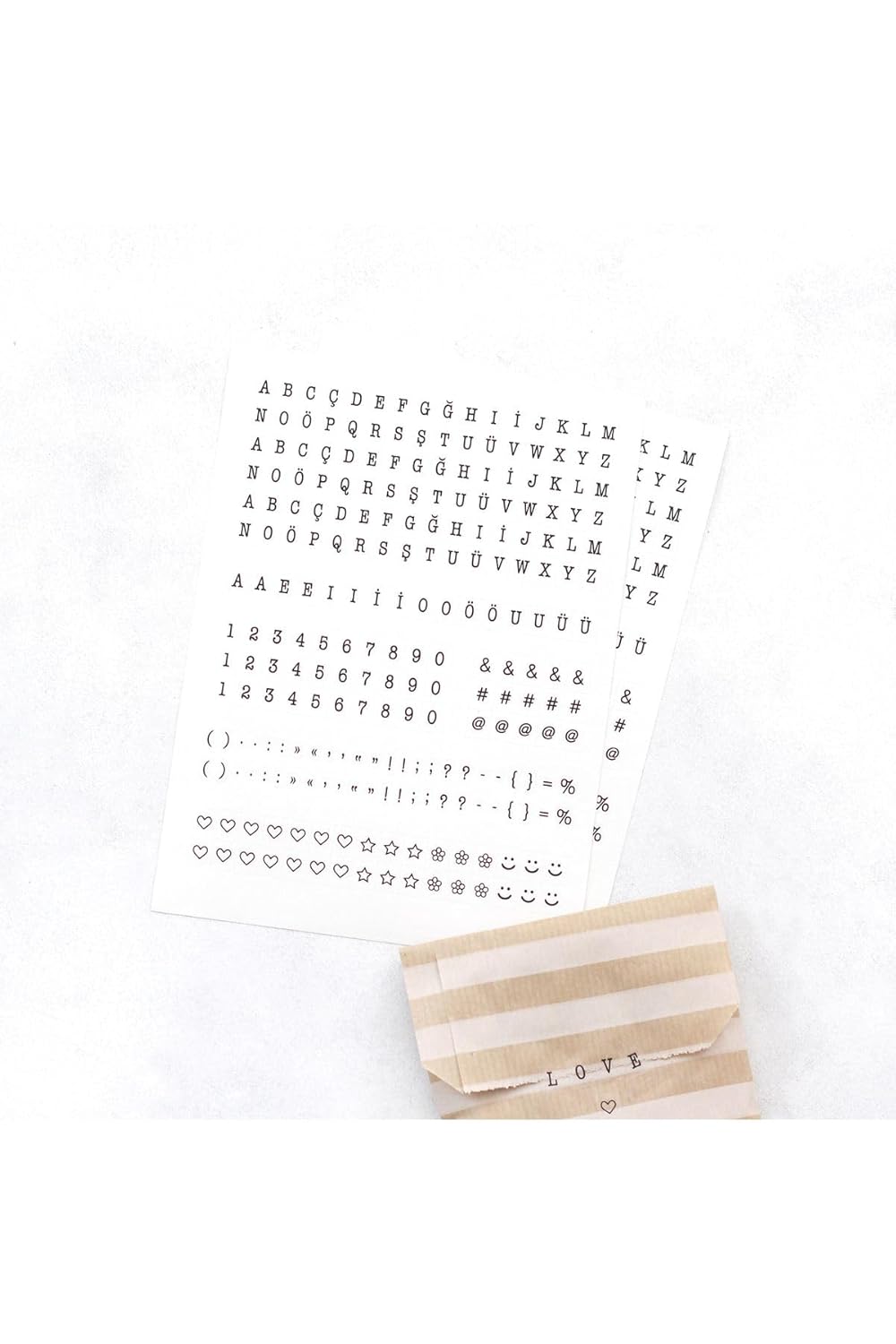 Bimotif Şeffaf Harf-Rakam Sticker Seti, 8X10 Mm 2 Sayfa