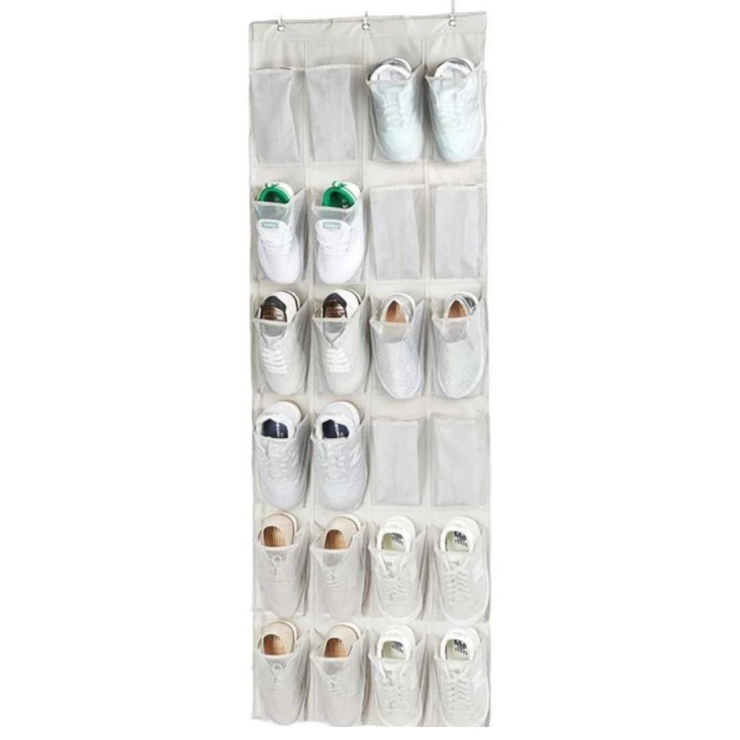 Kapı Arkasına Takılabilen 24 Gözlü Kumaş Organizer Düzenleyici, Ev Için Pratik Terlik Eşya Temizlik Malzemesi (1)