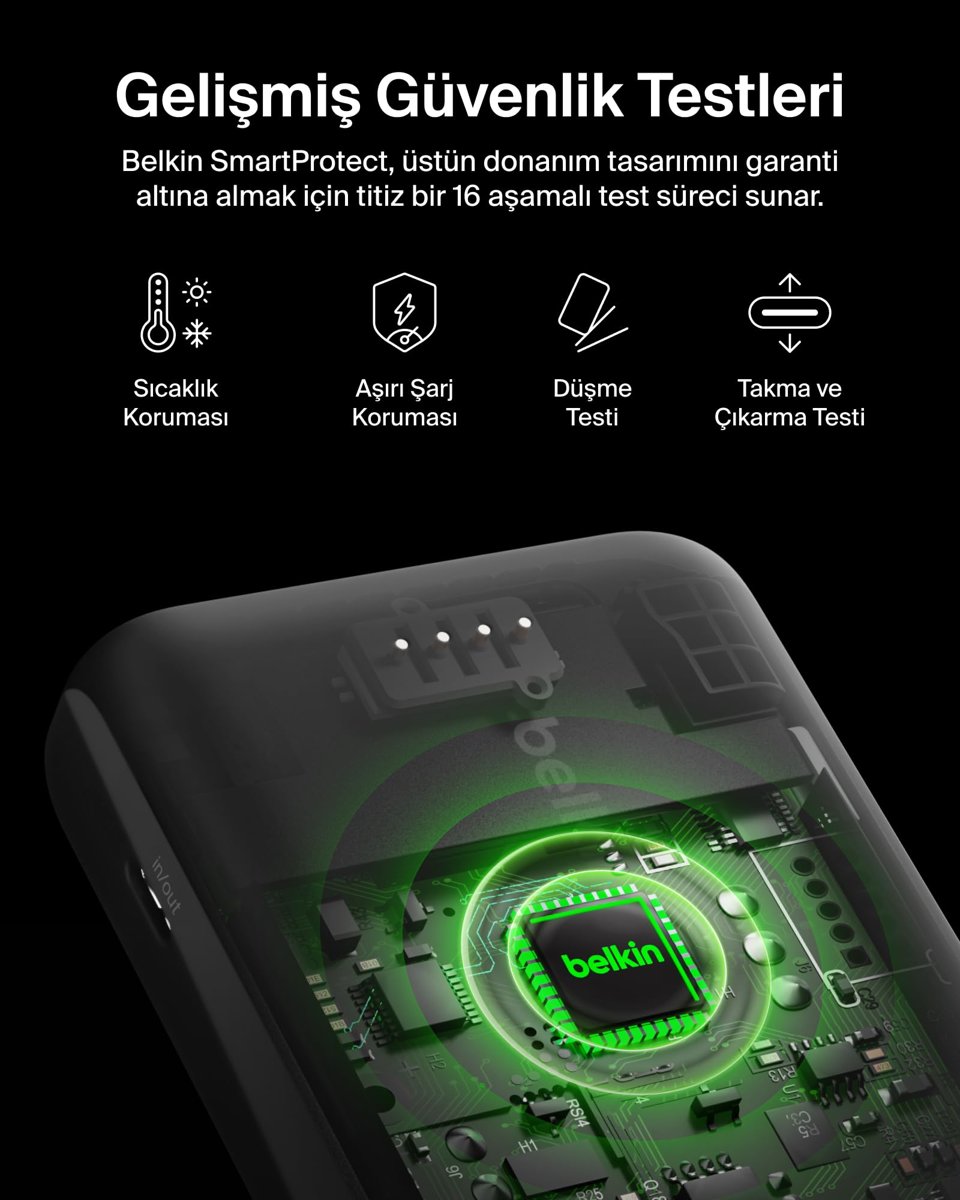 Belkin Taşınabilir Şarj Cihazı, 20.000 mAh USB-C Powerbank, 2 USB-C ve 1 USB-A Port, Dijital Pil Göstergesi, iPhone 16 Serisi, Samsung Galaxy S25, Pixel 9, iPad ve Dahası için 20 W Şarj, Siyah