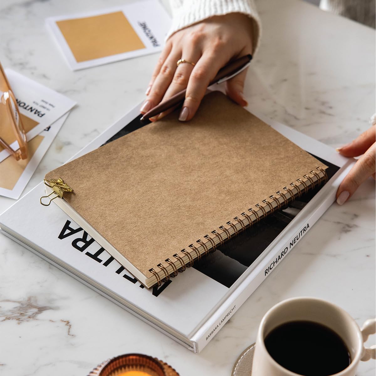 A5 Kraft Karton Kapak 70 Yaprak 110 gram Düz Çizgisiz Not Defteri