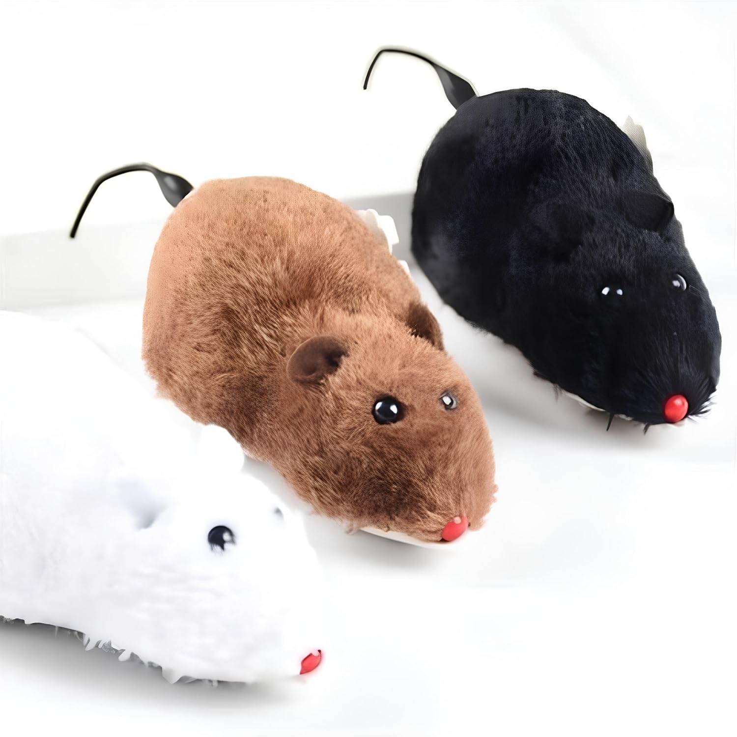 Kanji Kurmalı Kedi Oyuncağı – Tüylü Peluş Hareketli Fare, Eğlenceli ve İnteraktif Kedi Eğitim Oyuncağı, Refleks Geliştirici, Sevimli Kedi Oyuncağı