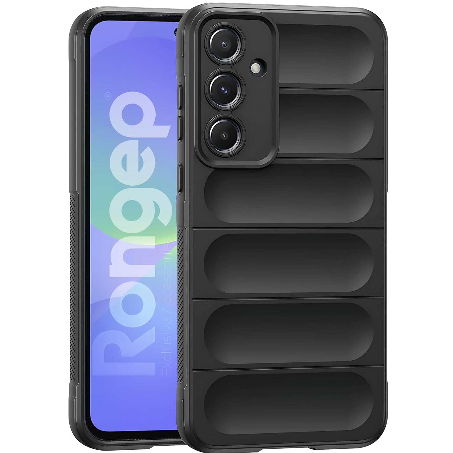 Rongep Samsung Galaxy A36 için Koruyucu Kalın Yapılı Rugged TPU Silikon Kılıf Kamera Yükseltili İçi Süet Dokulu Kenarları Darbe Emici ve Kayma Önleyici Özellikli Tam Kaplayan Koruyucu Kılıf (Siyah)