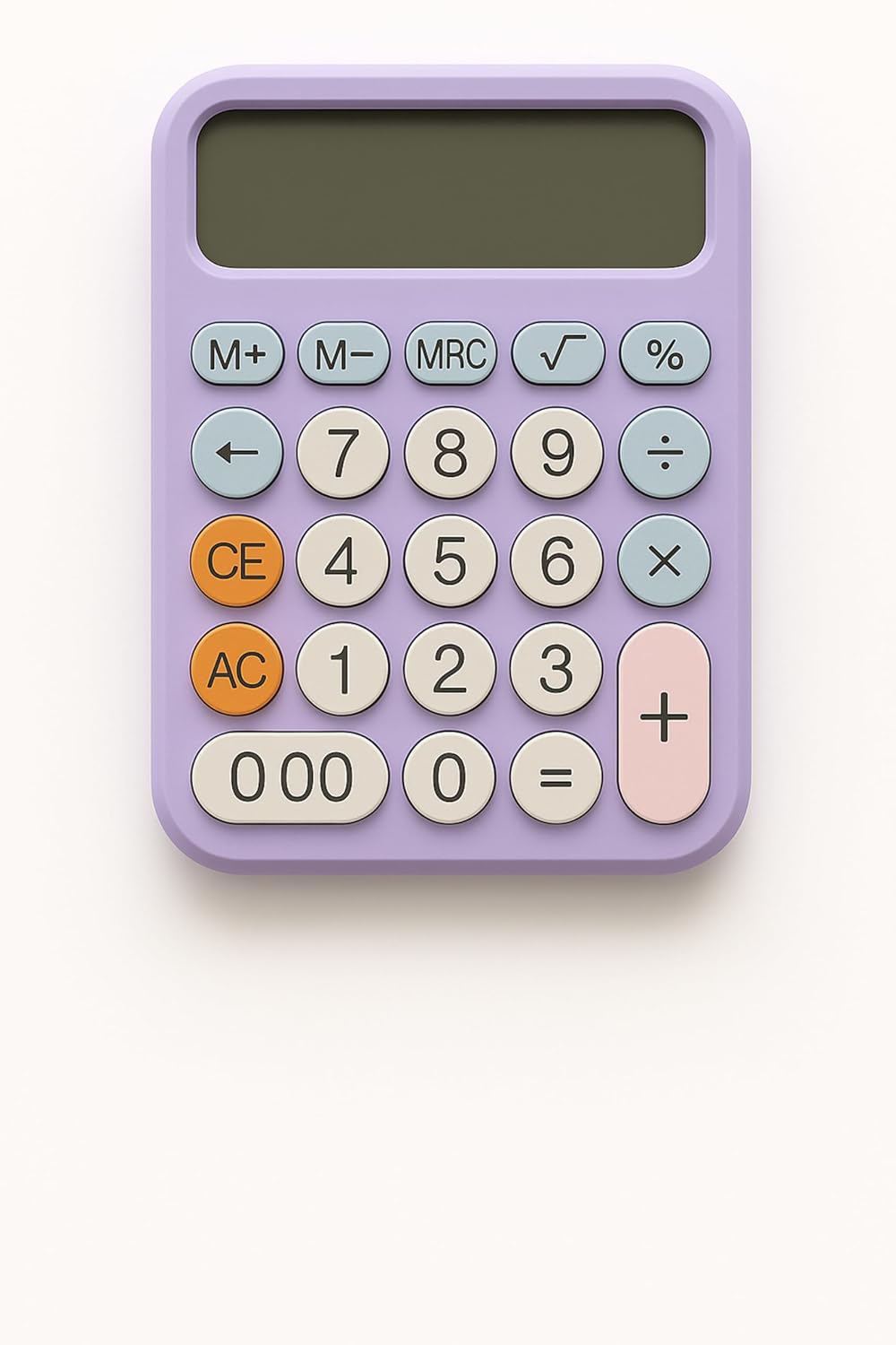Busstier 12 Haneli Renkli Hesap Makinesi Pinterest Tarzı Yuvarlak Tuşlu Beyaz Masaüstü Hesap Makinesi 4 Fonksiyonlu Pil Dahil Ofis Okul ve Ev Kullanımı için Uygun (Mor)