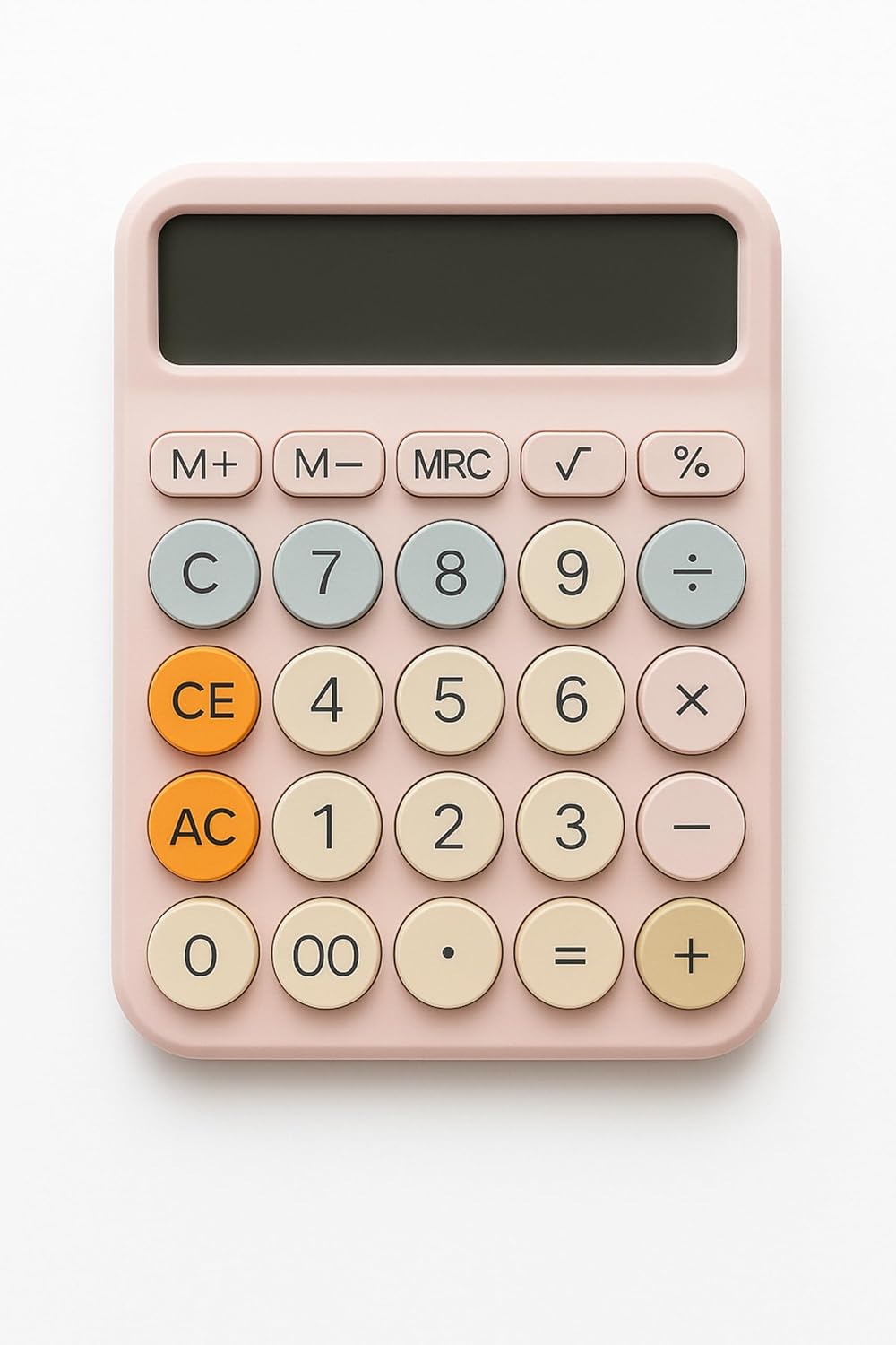 Busstier 12 Haneli Renkli Hesap Makinesi Pinterest Tarzı Yuvarlak Tuşlu Beyaz Masaüstü Hesap Makinesi 4 Fonksiyonlu Pil Dahil Ofis Okul ve Ev Kullanımı için Uygun (Pembe)