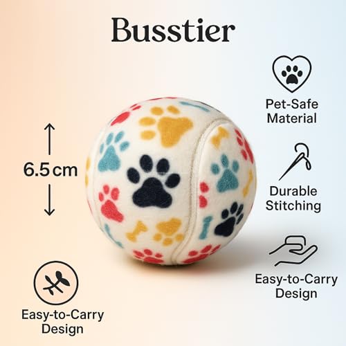 Busstier 3’lü Köpek Oyuncak Top Seti, Yumuşak Kauçuk Tenis Topu, Küçük ve Orta Irk Köpekler İçin Dayanıklı Oyun Topu, Diş Dostu, Eğlenceli ve Güvenli Çiğneme Oyuncağı