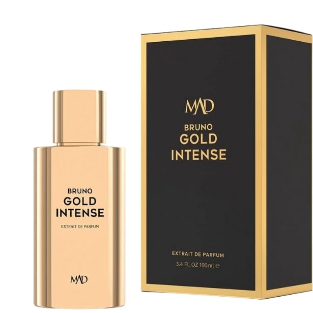MAD Parfüm Bruno Gold Intense,Extrait De Perfume,Tropikal Meyveler, Yasemin ve Amber ile Meyvemsi, Baharatlı ve Kalıcı,Erkek Parfümü 100ml
