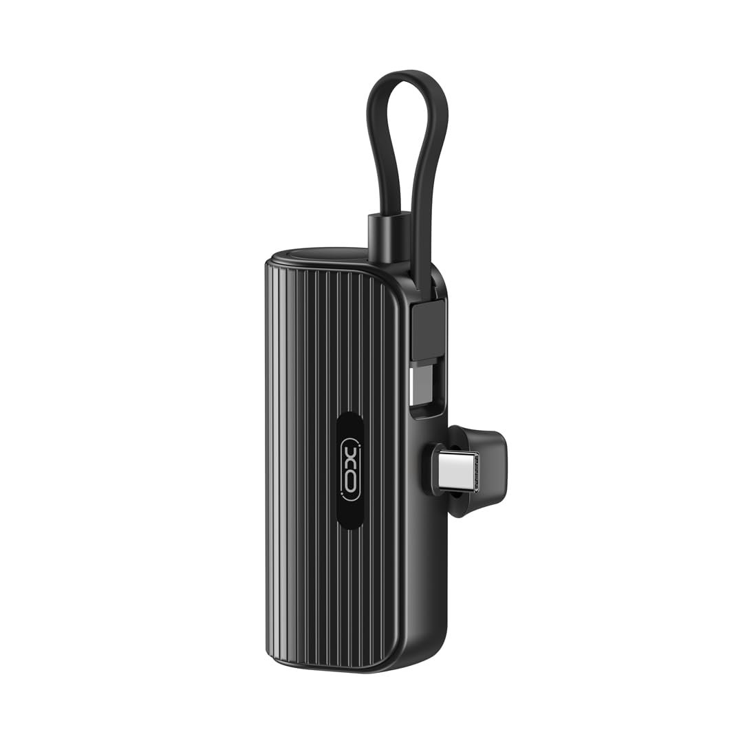XO PR220 Mini Type-C Stand Powerbank, 5000mAh Kapasiteli, 20W Type-C PD Hızlı Şarj, Destek Ayaklı, Siyah