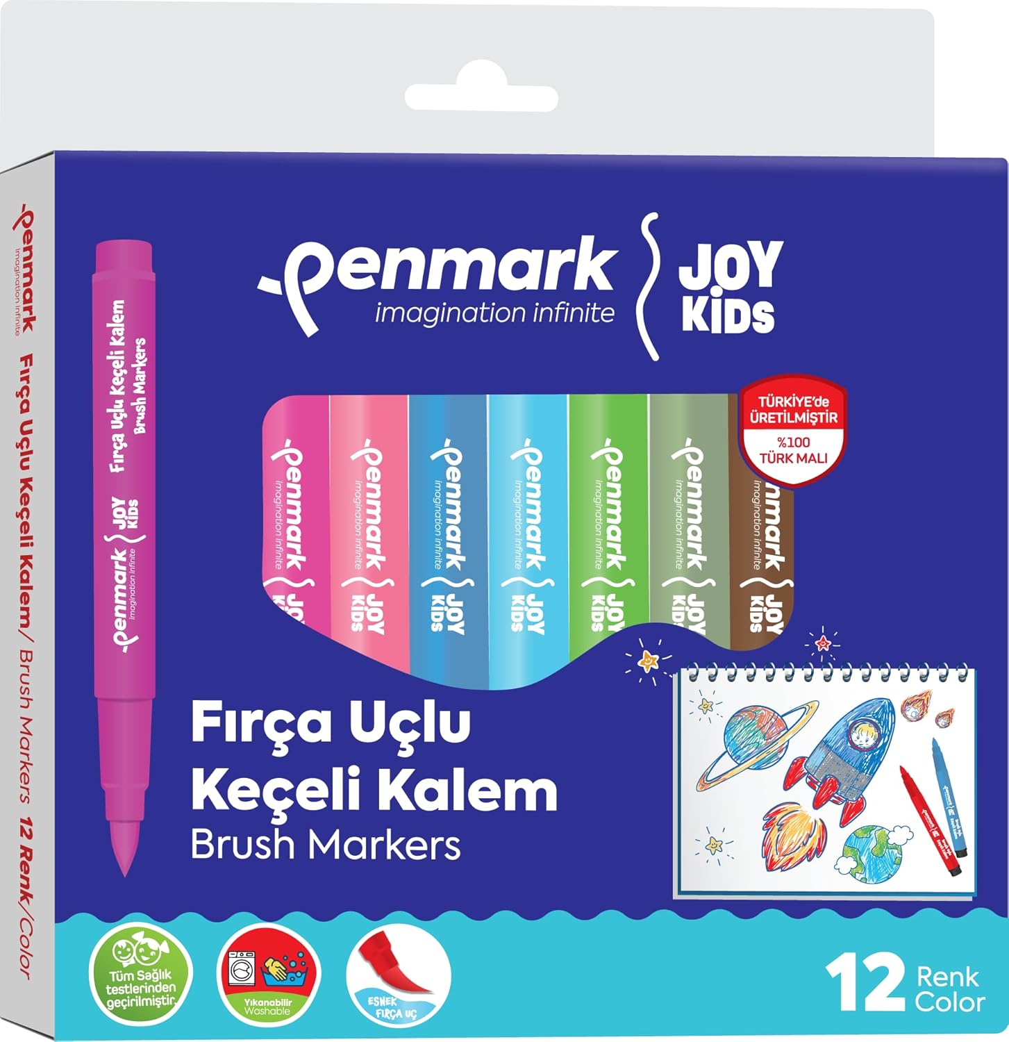 Penmark Süper Yıkanabilir Brush Uçlu Keçeli Kalem 12'li