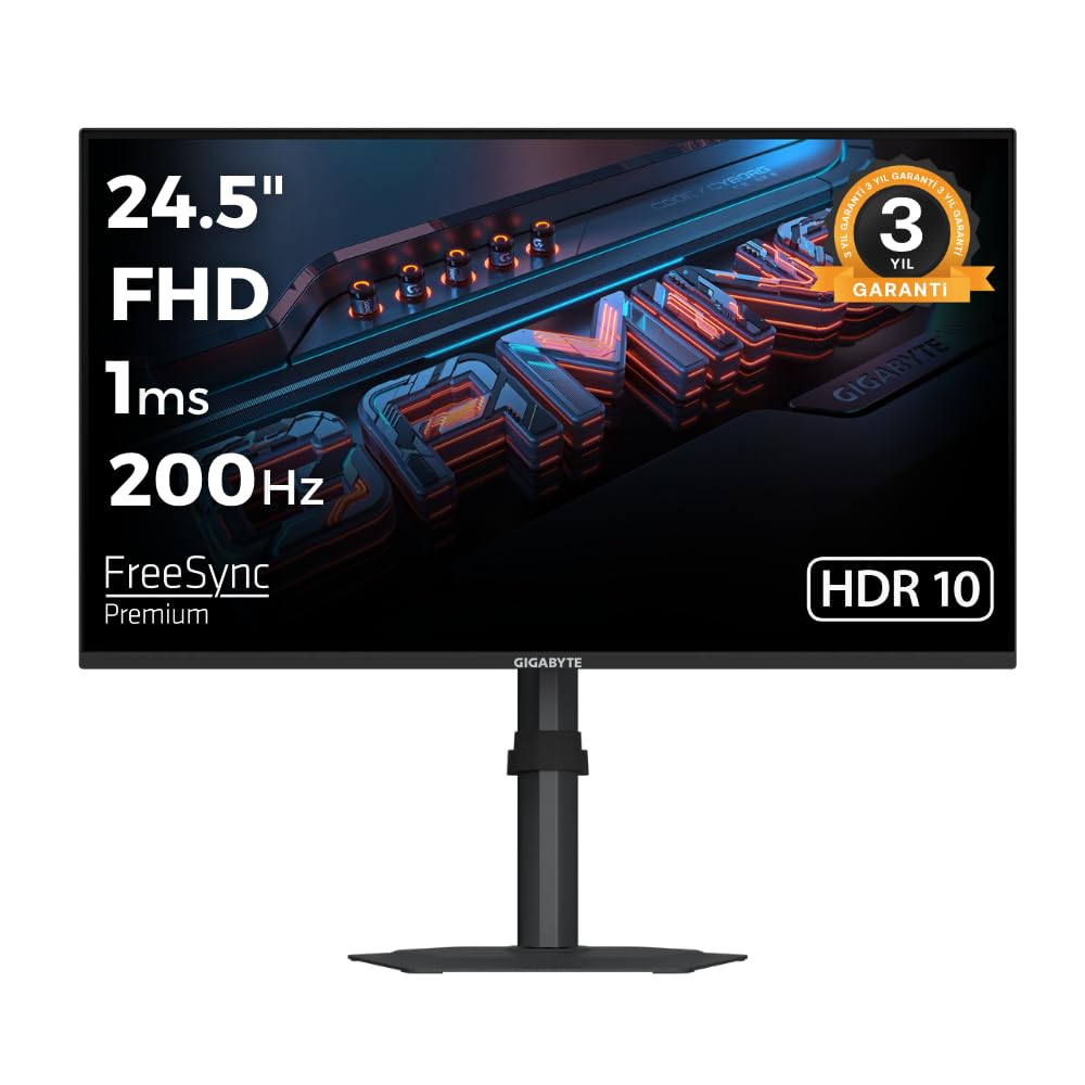 Gigabyte G25F2 24.5 1920x1080 FHD 200Hz 1ms HDMI DP HDR10 FreeSync Premium IPS Gaming Monitör