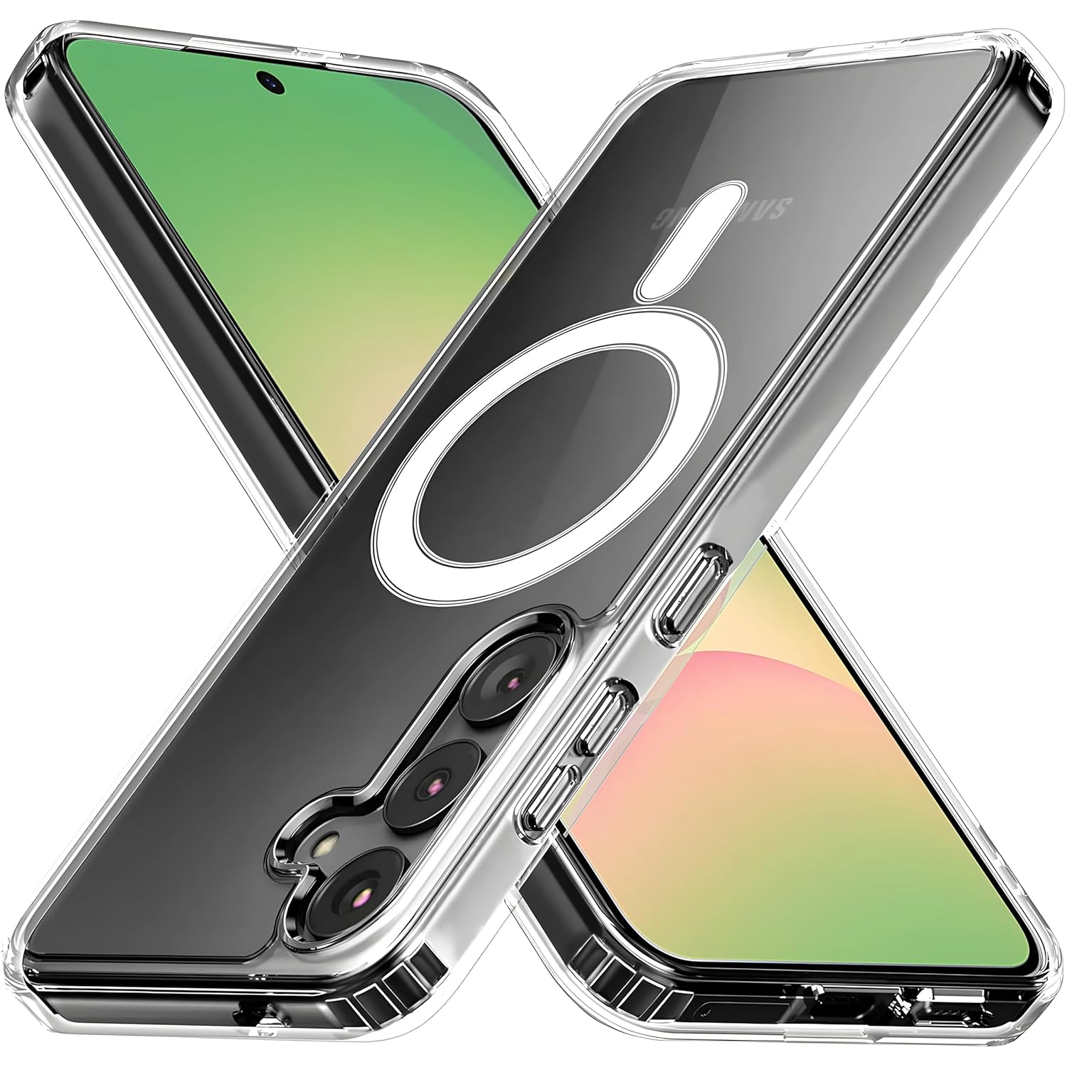 Rongep Samsung Galaxy A56 için Şeffaf Kılıf Magsafe Aksesuarları ile Uyumlu Arkası Sert PC Köşeleri Darbe Emici Silikon A56 için Kılıf Sararmaya Dayanıklı Kalın Koruyucu Güçlü Manyetikli A56 Kılıf