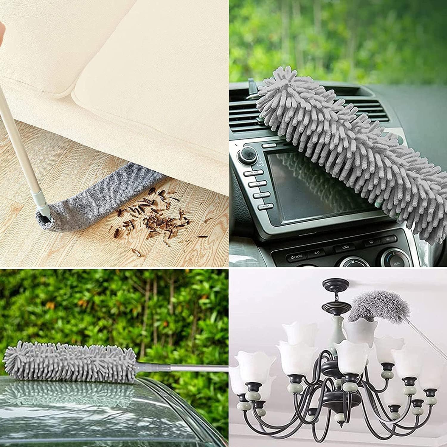 AEE® 3'lü Teleskopik Toz Alma Seti + 2 Adet Detay Fırçası | Uzatılabilir Saplı Tavan, Avize, Klima, Raf ve Köşe Temizlik Mopu | Mikrofiber ve Chenille Başlıklı Toz Alıcı Temizlik Aparatı