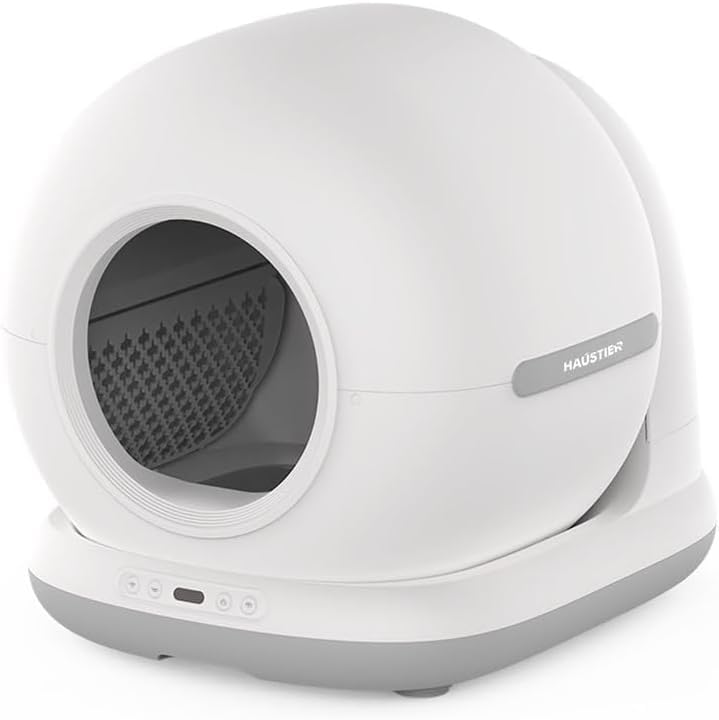 Haustier CB001 Akıllı Otomatik Kedi Tuvaleti, APP ile Uzaktan Kontrol, 75lt Hazne, 7lt Çöp haznesi, Ağırlık sensörlü, 45 Adet Çöp Torbası + Elekli Kum Paspası Hediyeli (Gri)