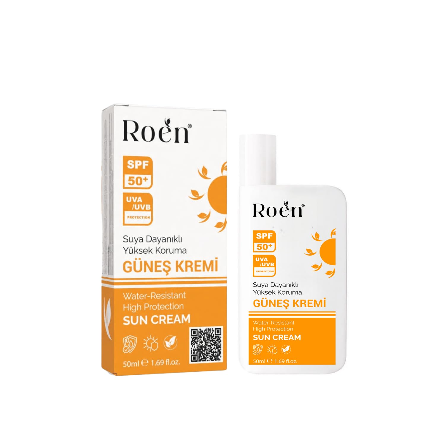 Roen SPF 50+ Suya Dayanıklı Güneş Kremi, UVA/UVB Koruma, Nemlendirici Etkili, 50ml