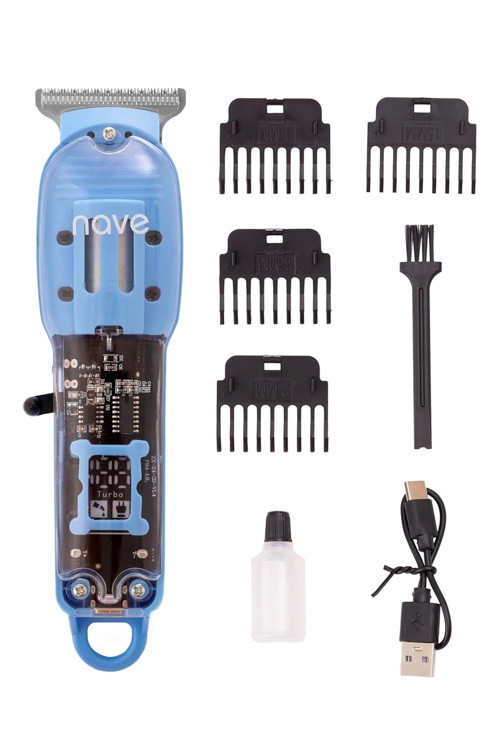 Nave Erkekler için Şarj Edilebilir Sakal ve Saç Kesme Makinesi - LED Ekranlı Akülü Bakım Seti, Sessiz Çalışma ve Hassas Kesim, (Mavi)
