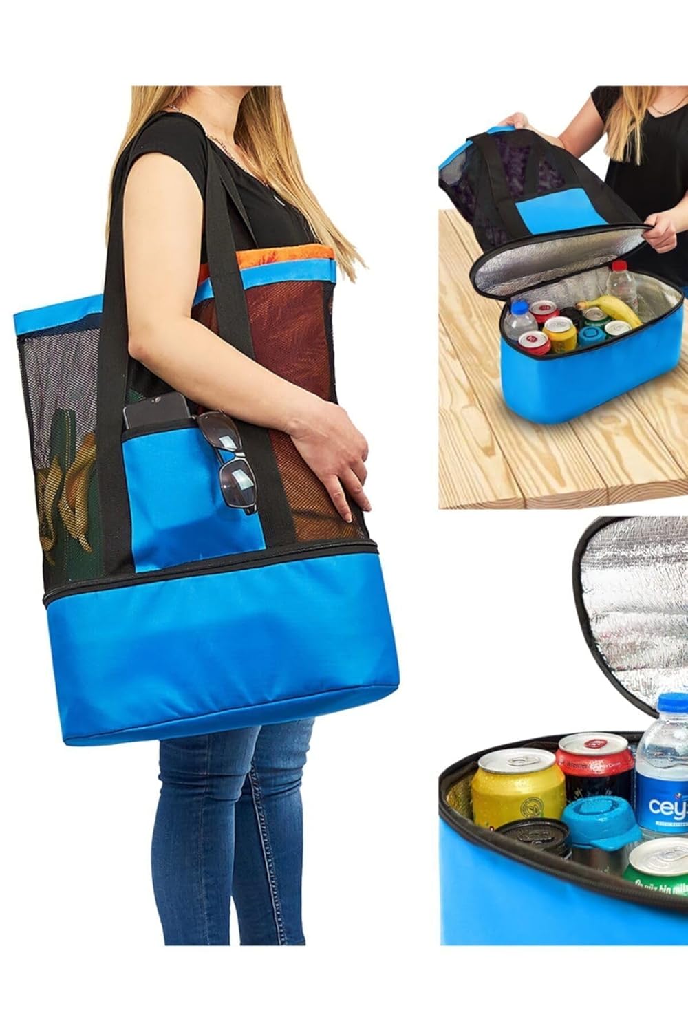 Ayaco Termos Çanta Piknik Plaj Çantası Buzluklu Kadın Deniz Çantaları Termo Soğutucu Termal