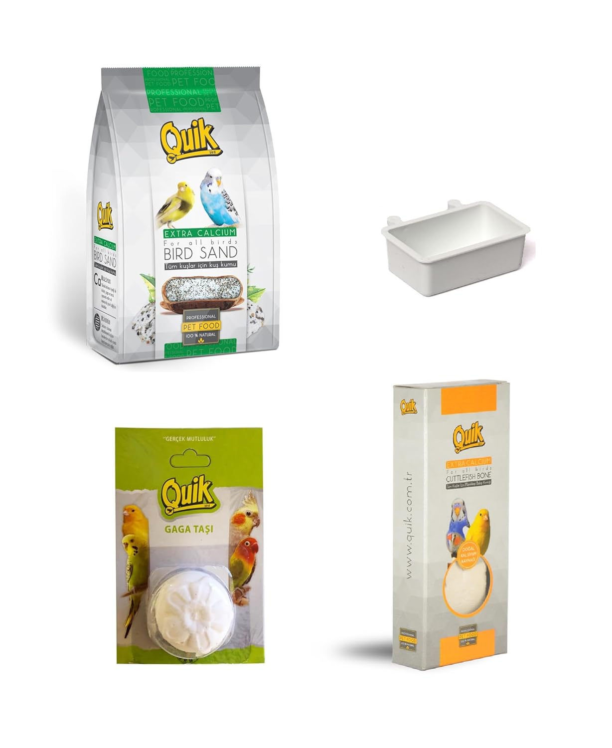 Quik Kalamar Kemiği + Gaga Taşı + Kuş Kumu + Kumluk