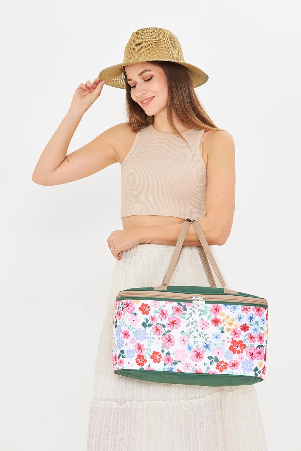 Superbag 22 Litre Piknik/kamp Çantası Sepeti. Termal Termos Çanta (SICAK-SOĞUK KORUMA SAĞLAR) Flower