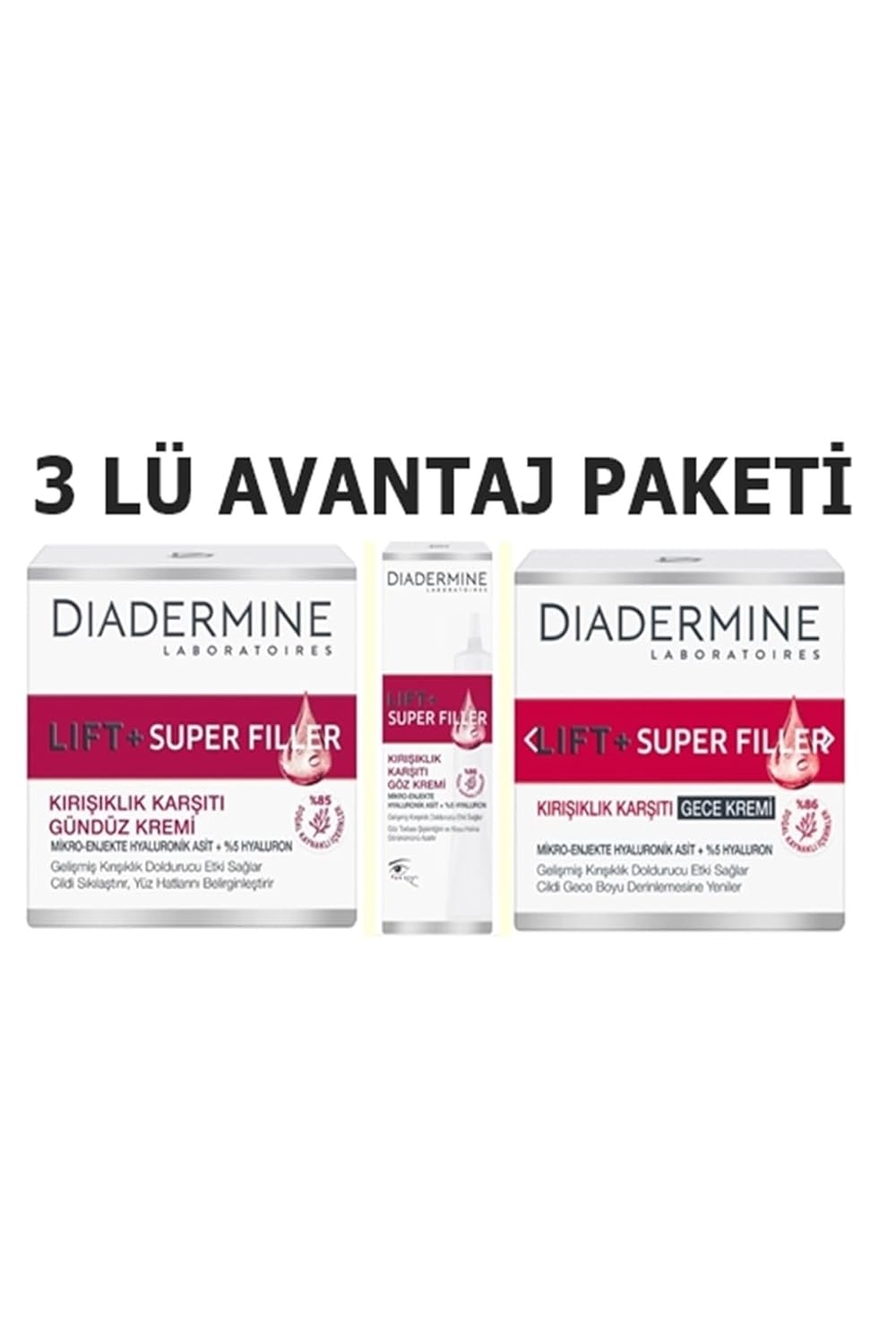 Diadermine Lift+Superfiller 50 ml Gündüz + Gece + Göz 3LÜ SET