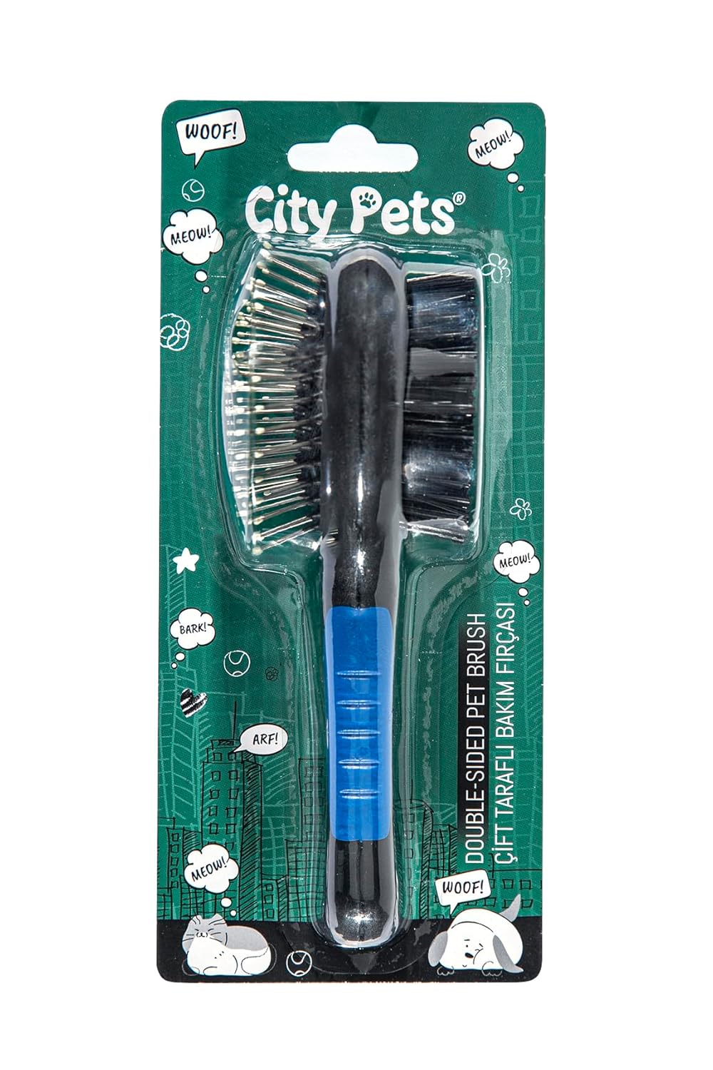 City Pets Çift Taraflı Bakım Fırçası C-8284