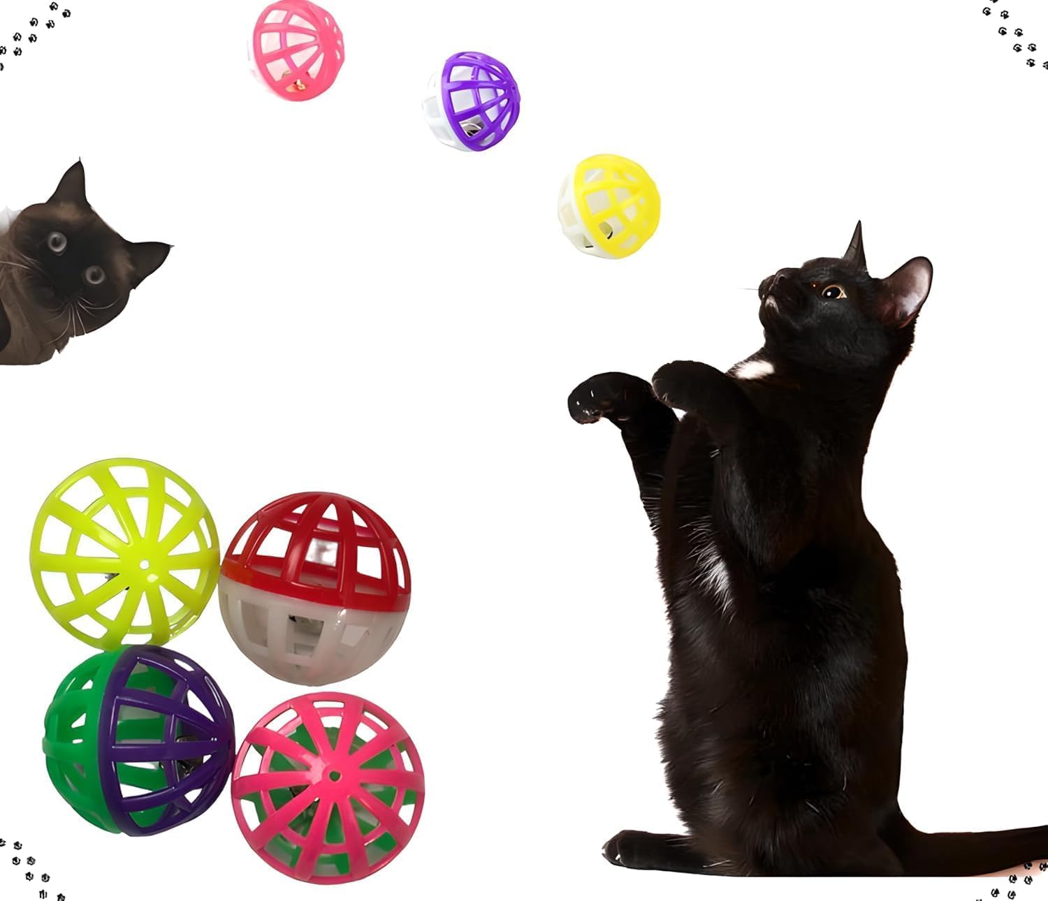 Çıngıraklı Kedi Topu, Evcil Hayvan Çıngırak Zilli Ses Çıkaran Kedi Köpek Eğlence Oyuncağı 2 Adet