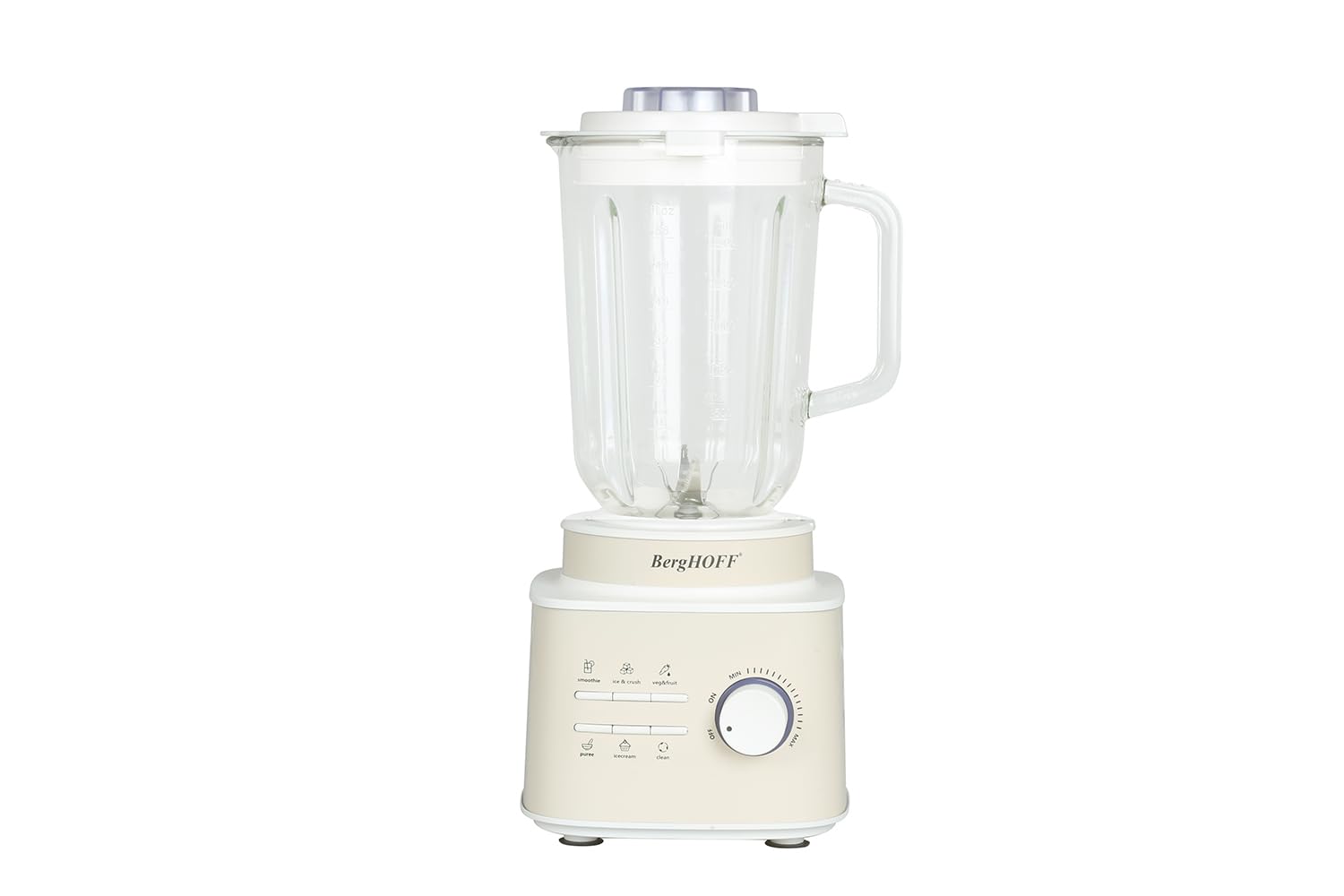 BergHOFF Gem Retro 1500 W Masaüstü Blender – 1, 5 L Cam Hazne, Titanyum Bıçak, Bakır AC Motor | Krem