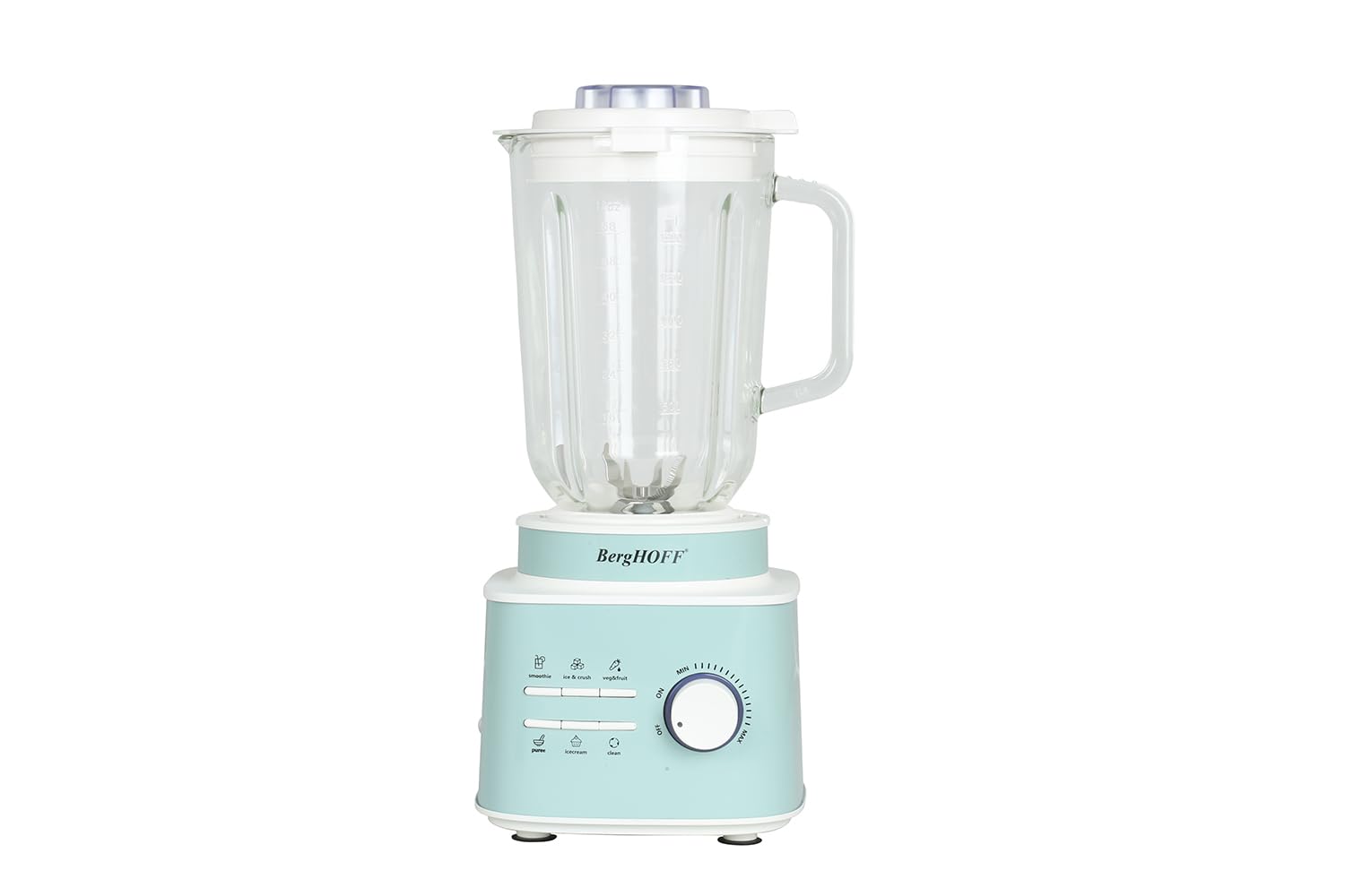 BergHOFF Gem Retro 1500 W Masaüstü Blender – 1, 5 L Cam Hazne, Titanyum Bıçak, Bakır AC Motor | Mint Yeşil