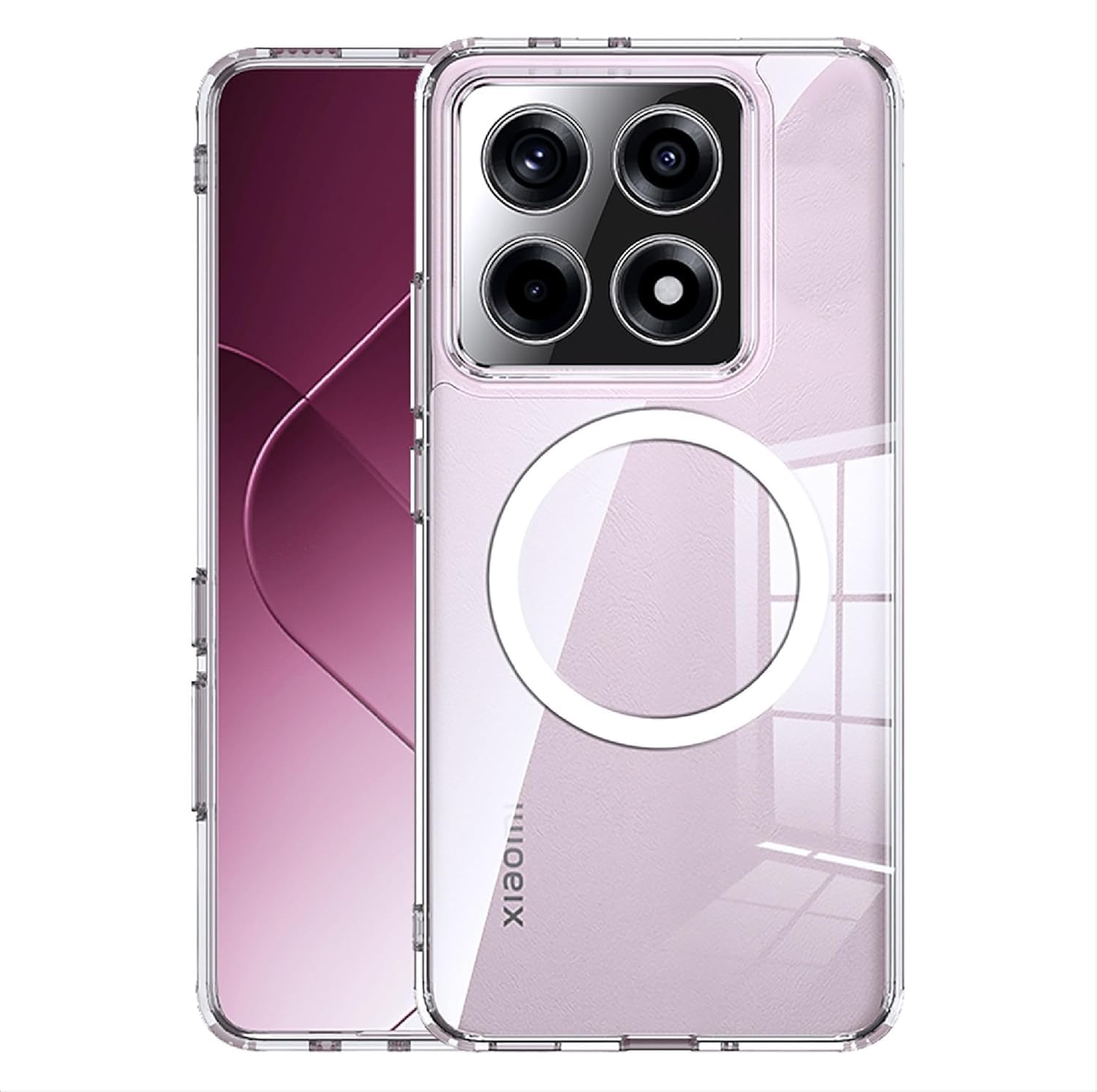 Zore Xiaomi için uyumlu 14T Pro Kılıf M-safe Şarj Özellikli Zore Ruby Sert Kapak Siyah