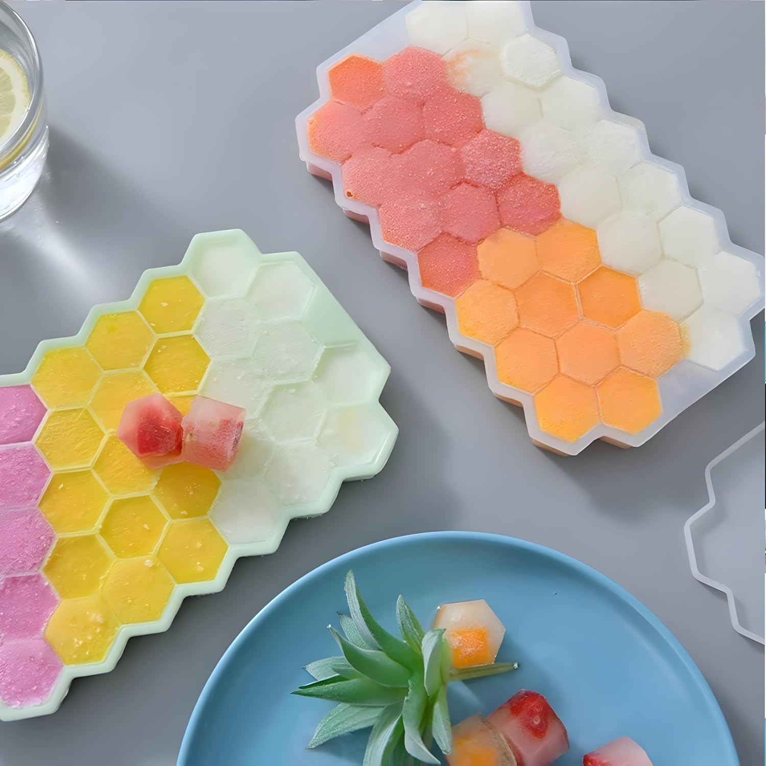 Petek Desenli Silikon Buz Kalıbı, Renkli, Yapışmaz Özellikli, Kokteyl ve İçecekler İçin