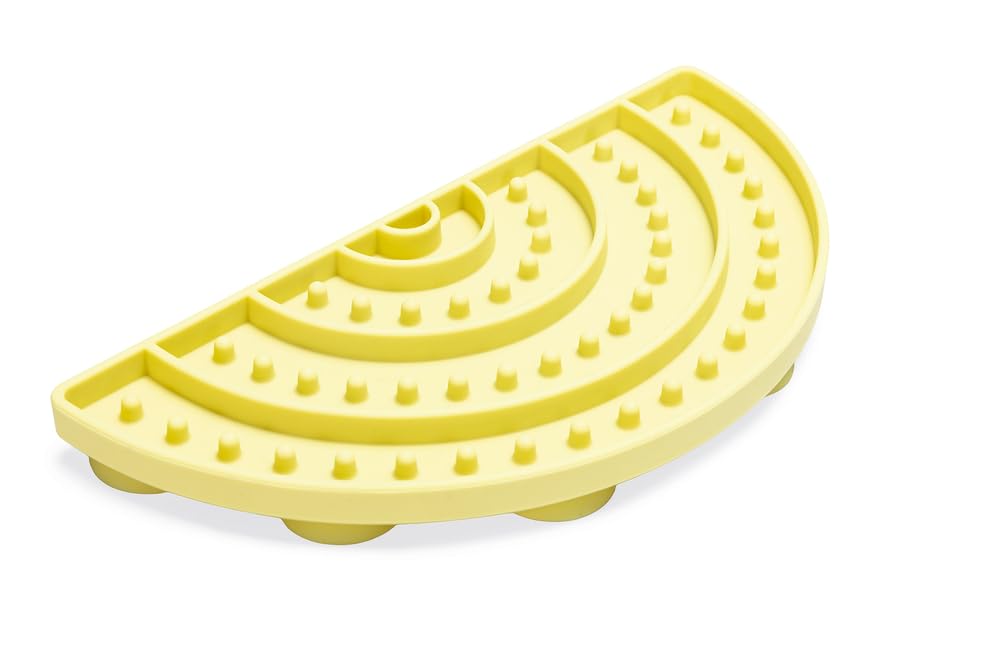 Beeztees Yavru Köpek Mama Yeme Oyuncağı, Yarım Daire, Silikon, Sarı, 20x10cm