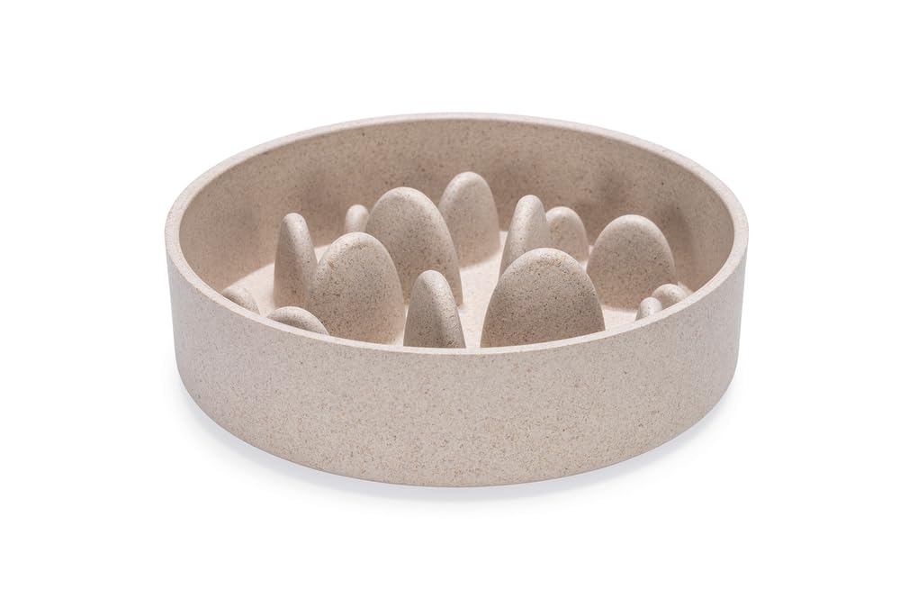 Beeztees DBL Köpek Yavaş Besleme Mama Kabı, Bambu, Bej, 17cm, 800ml