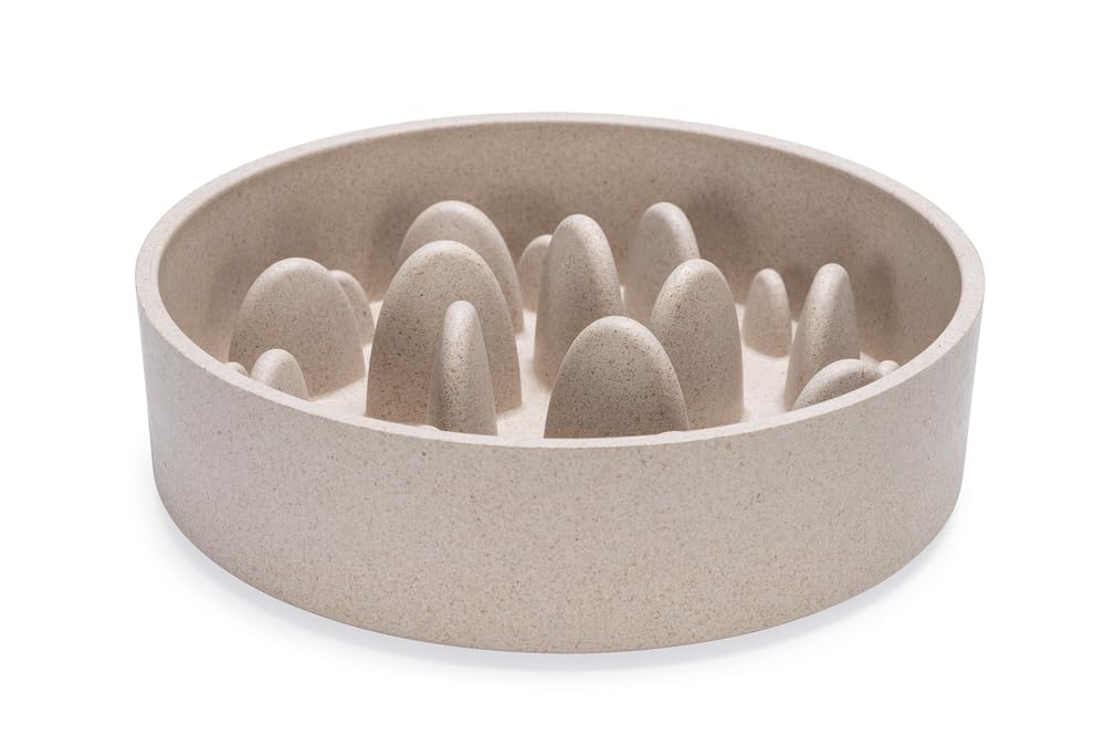 Beeztees DBL Köpek Yavaş Besleme Mama Kabı, Bambu, Bej, 21cm, 1430ml