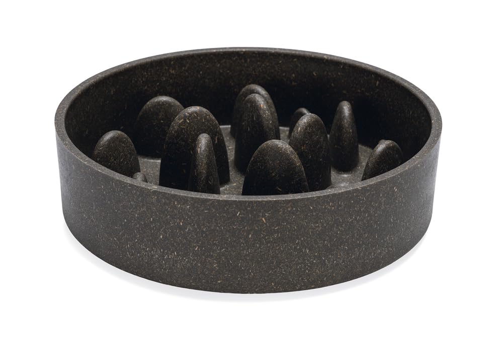 Beeztees DBL Köpek Yavaş Besleme Mama Kabı, Bambu, Antrasit, 21cm, 1430ml