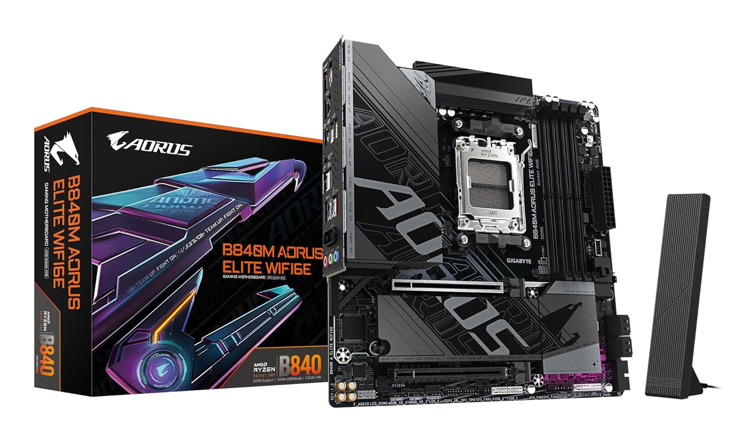 GIGABYTE B840M AORUS ELITE WIFI6E LGA1851 DDR5 7200MHz(OC) PCIe 5.0 M.2 NVMe WiFi 6E 2.5GbE LAN mATX Anakart