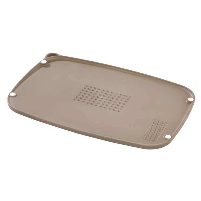 Orret Home Çift Taraflı Kaydırmaz Tırtıklı Kesim Panosu – Sarımsak Rendeleme Bölmeli, Et ve Balık Sabitleyici Dikenli, Sıvı Bariyerli, Çift Yüzeyli Doğrama Tahtası, Gıda Güvenli, Kaydırmaz Cotalı Prat